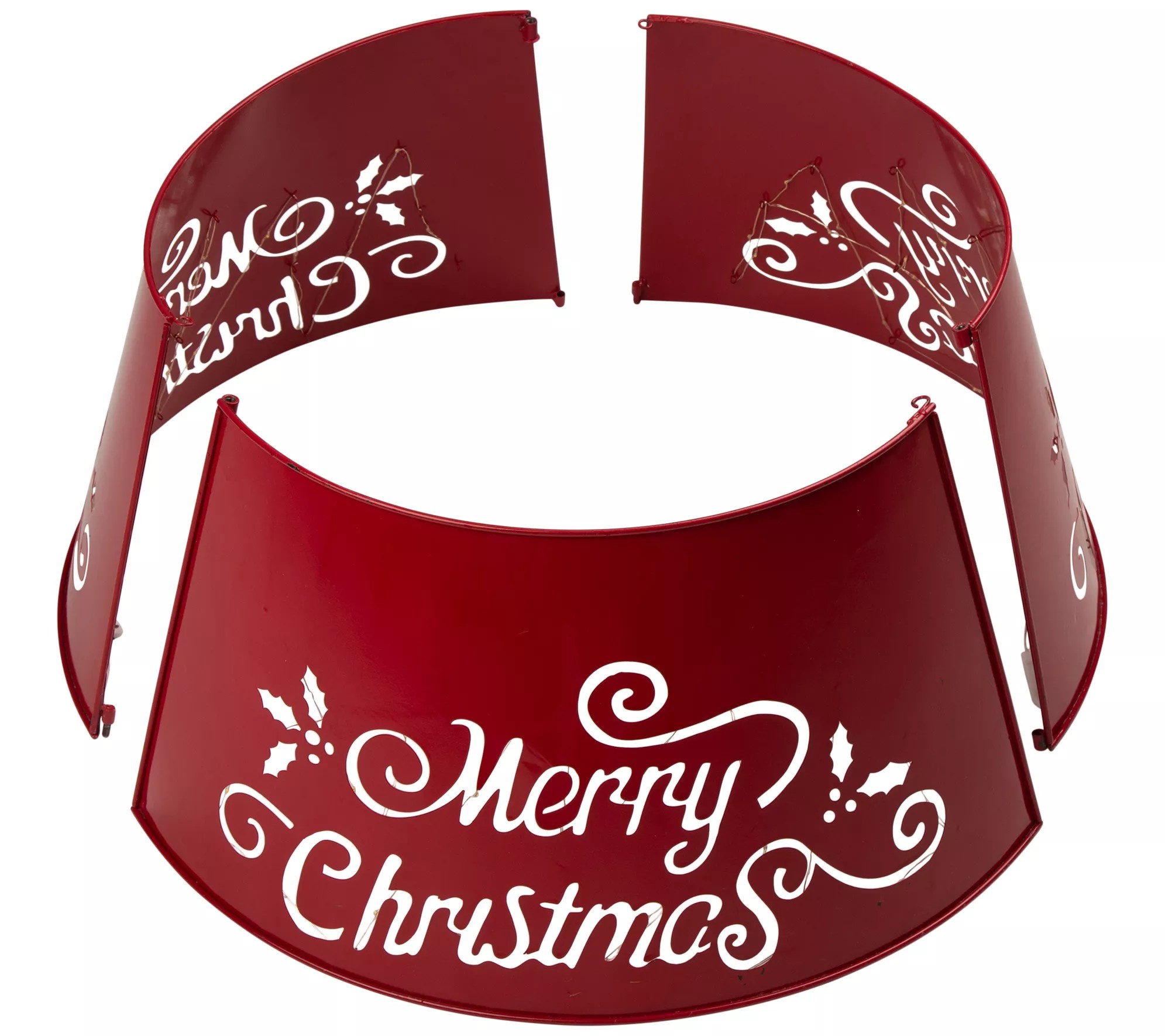 Glitzhome Merry Christmas Diecut Metal Tree Collar W/ Lights
