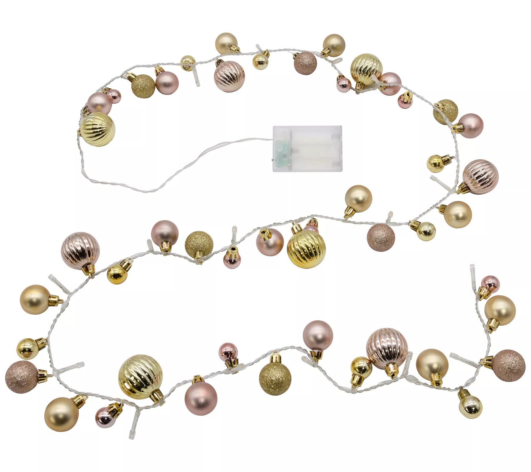 LumaBase String Lights with Gold Christmas Ornaments