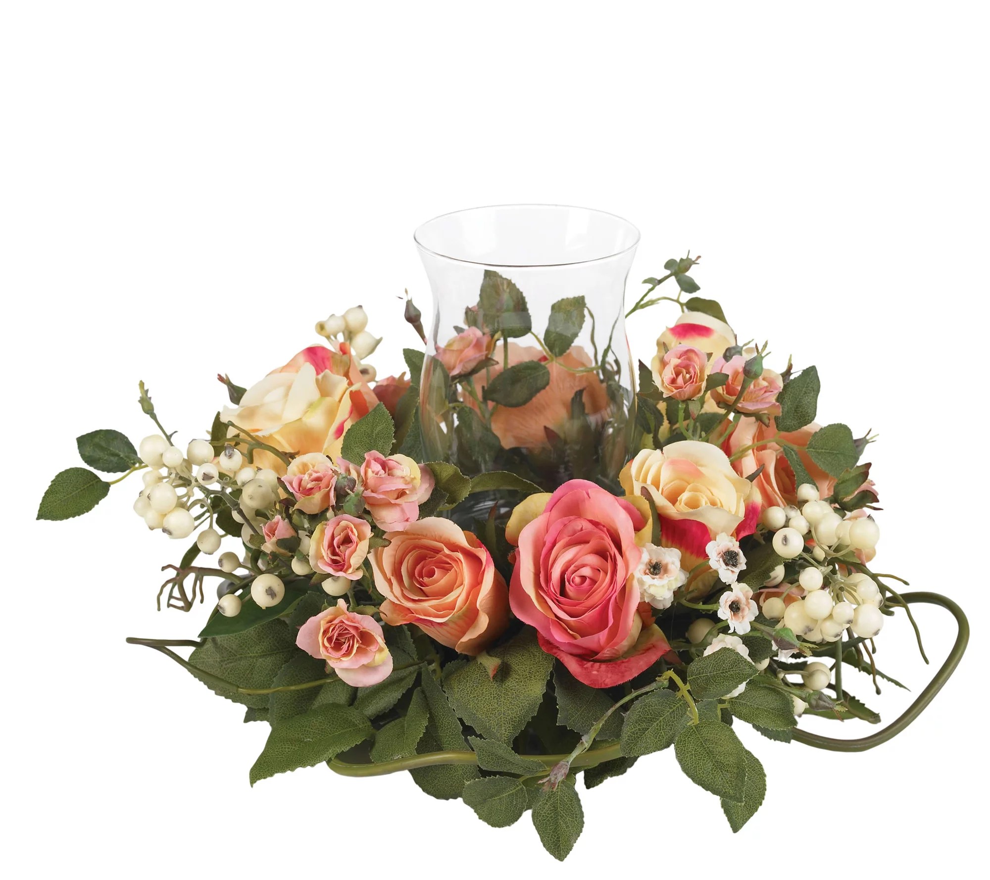 Rose Candelabrum Silk Flower Arrangement by Nearly Natural