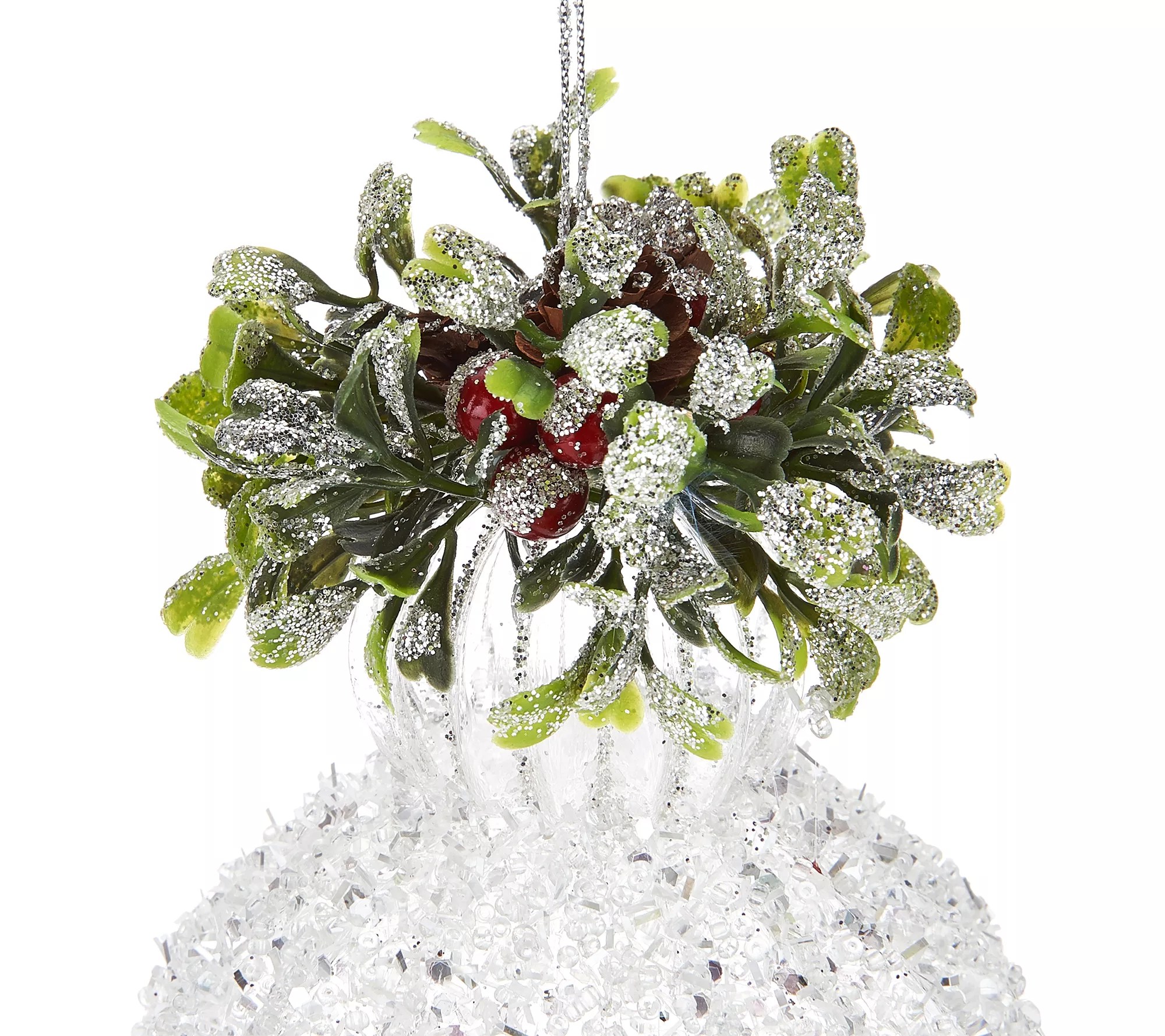 Set of 5 Shimmering Iced Glass Ornaments by Valerie