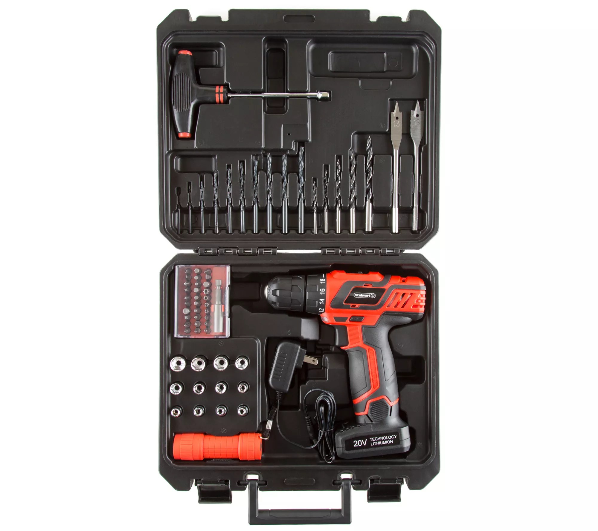 Stalwart 20V Lithium Ion Cordless Drill & 62PcAccessory Kit