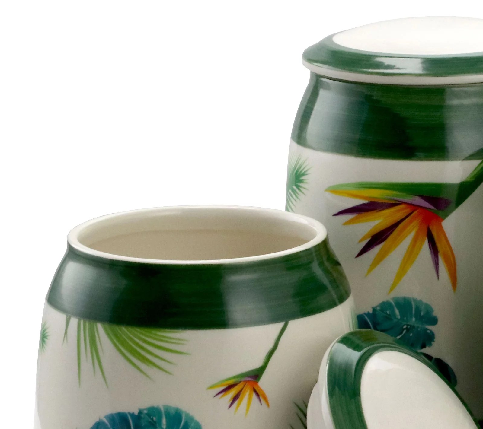 Elama 3Piece Ceramic Kitchen Canister Collection in Green