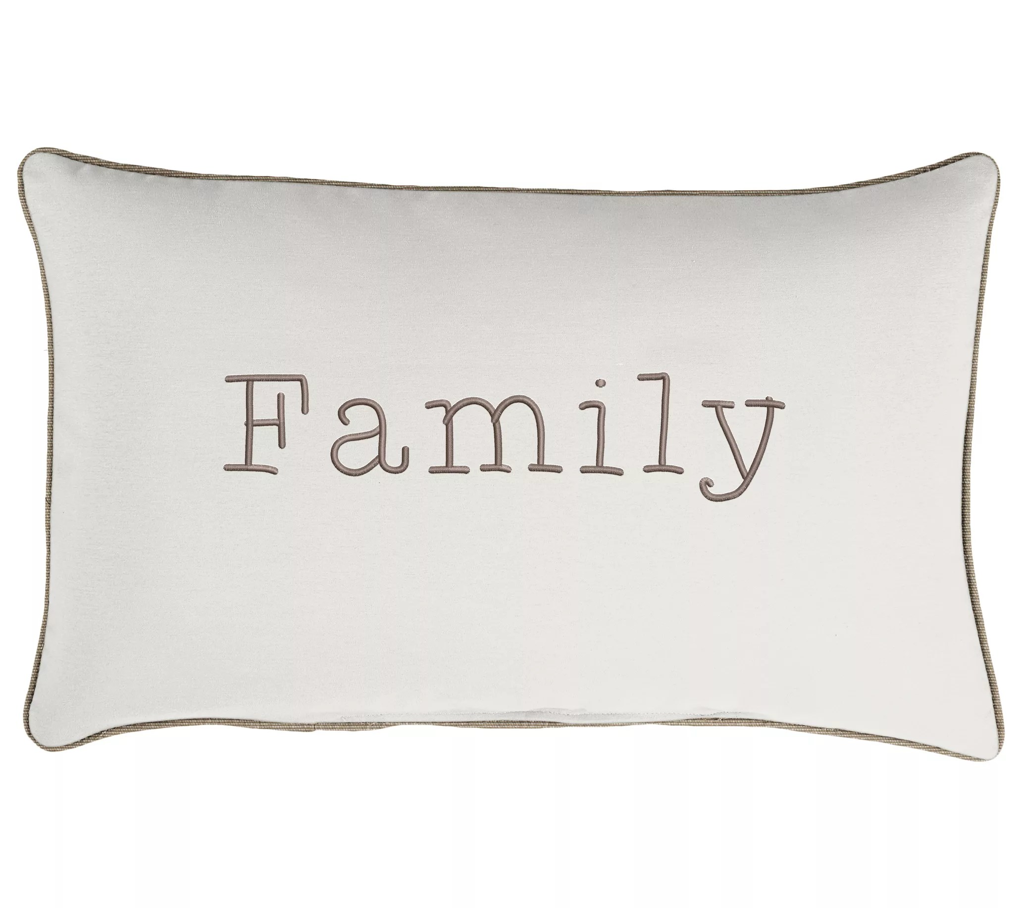 Sunbrella Lumbar Embroidered Pillow "Family"