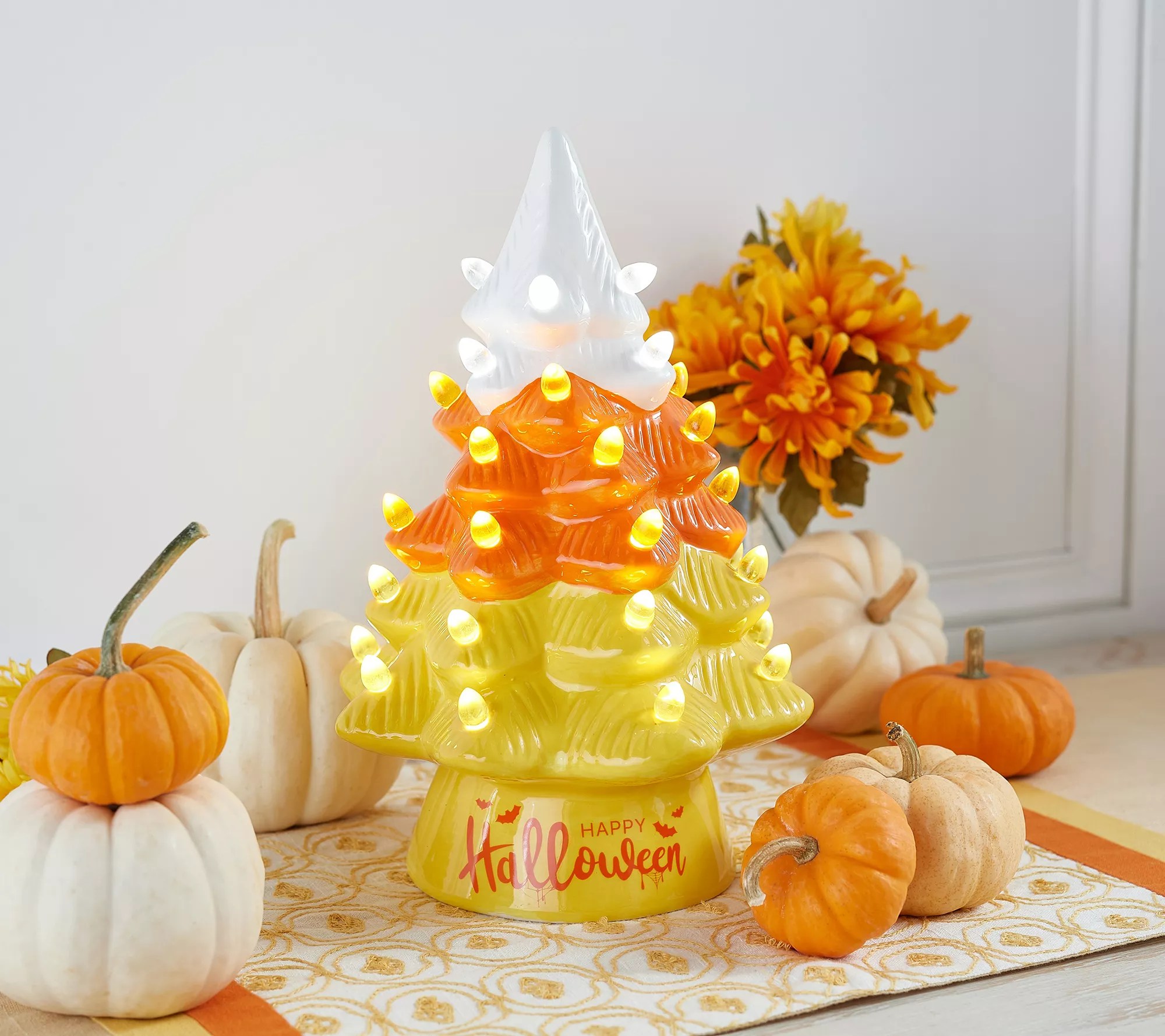 "As Is" Mr. Halloween 12" Ceramic Candy Corn Tree