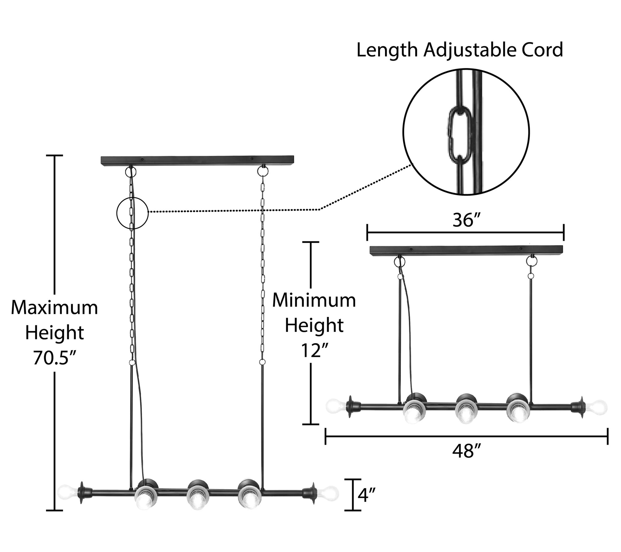 River of Goods 48"L 8Light Black Metal Industrial Chandelier