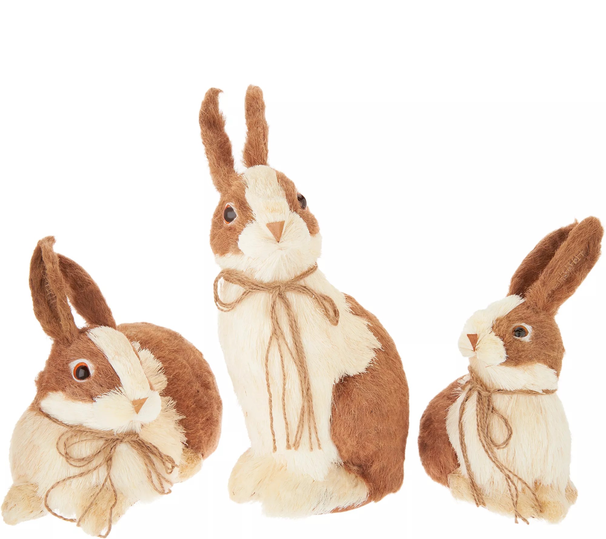Set of 3 Sisal Bunny Friends with Bows by Valerie