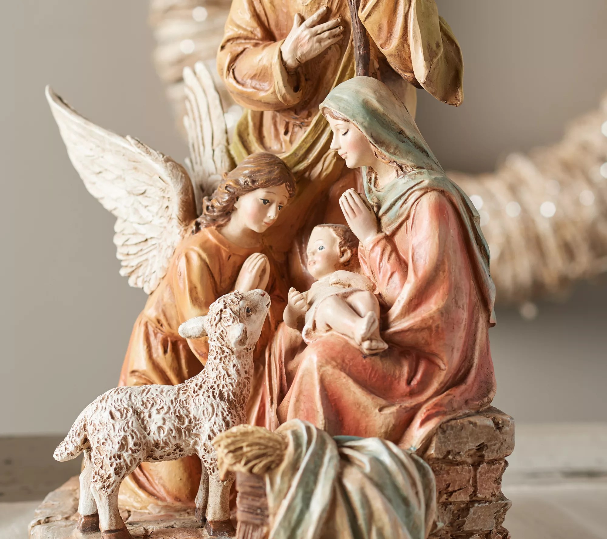 13" Holy Family Nativity Scene with Angel by Valerie