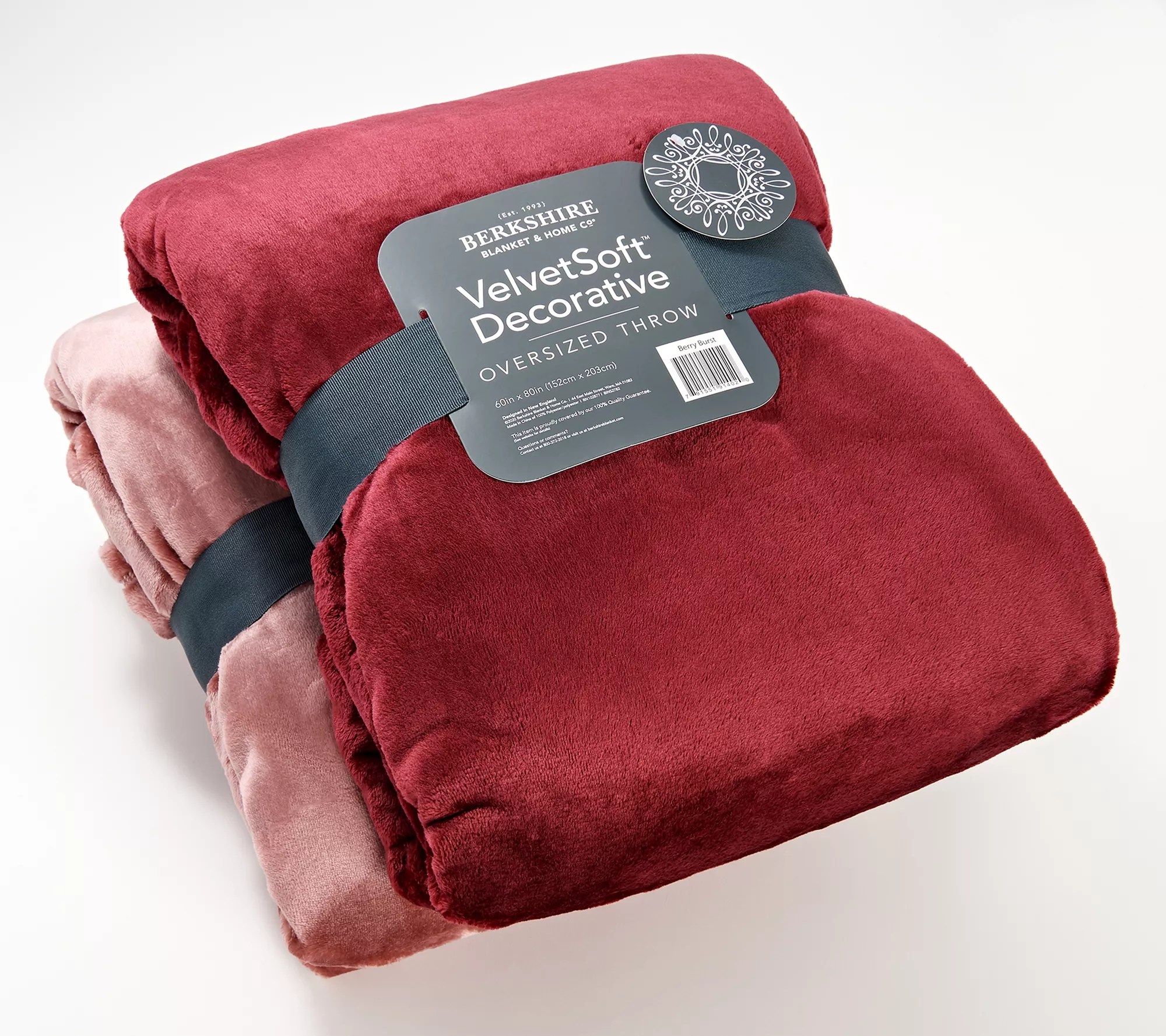 Berkshire Blanket (2) 60" x 80" Velvet Soft Throws