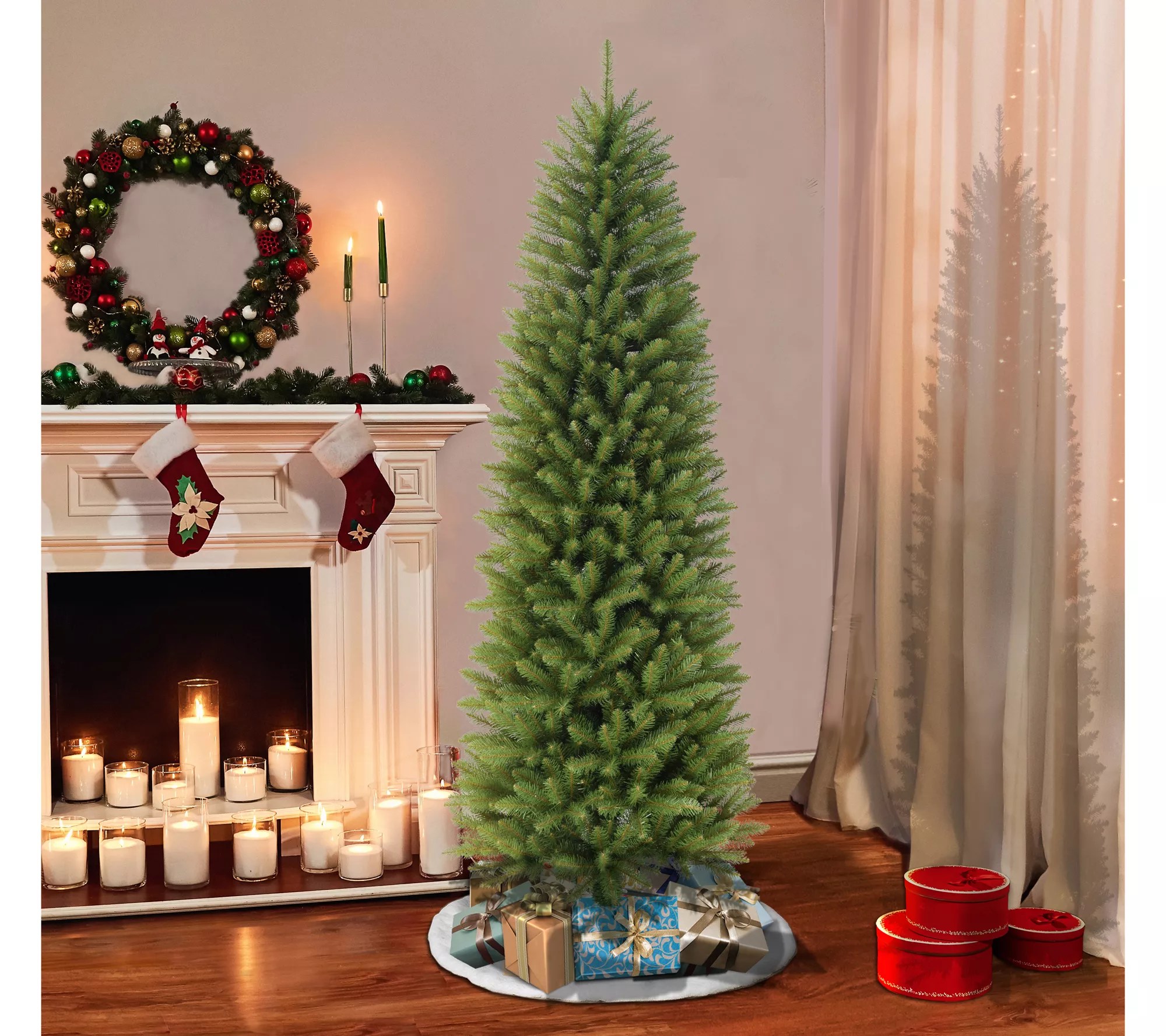Puleo 6' Pencil Fraser Fir Christmas Tree withtand