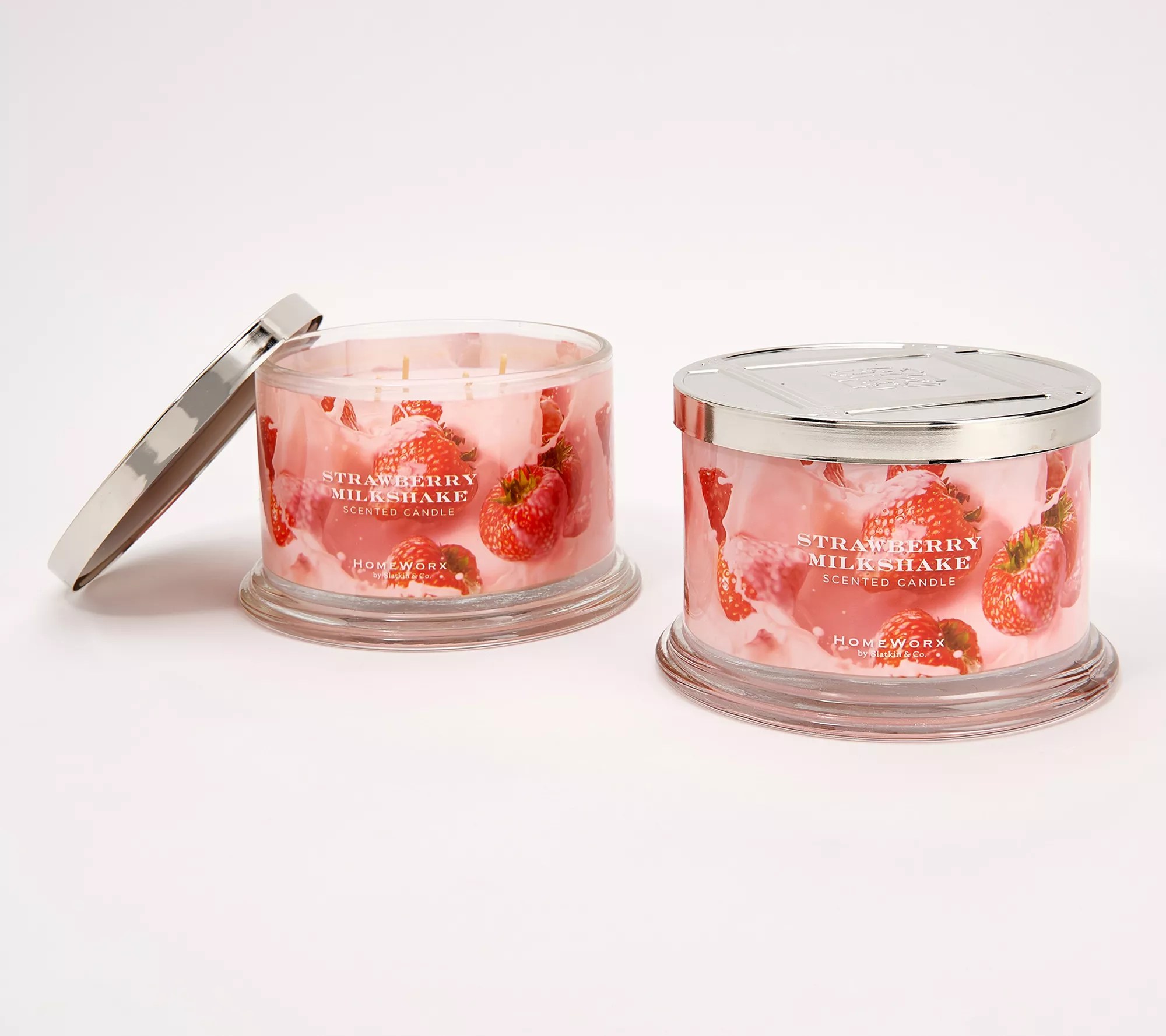 HomeWorx by Slatkin & Co. S/2 Strawberry Milkshake 18oz Candles Wishupon