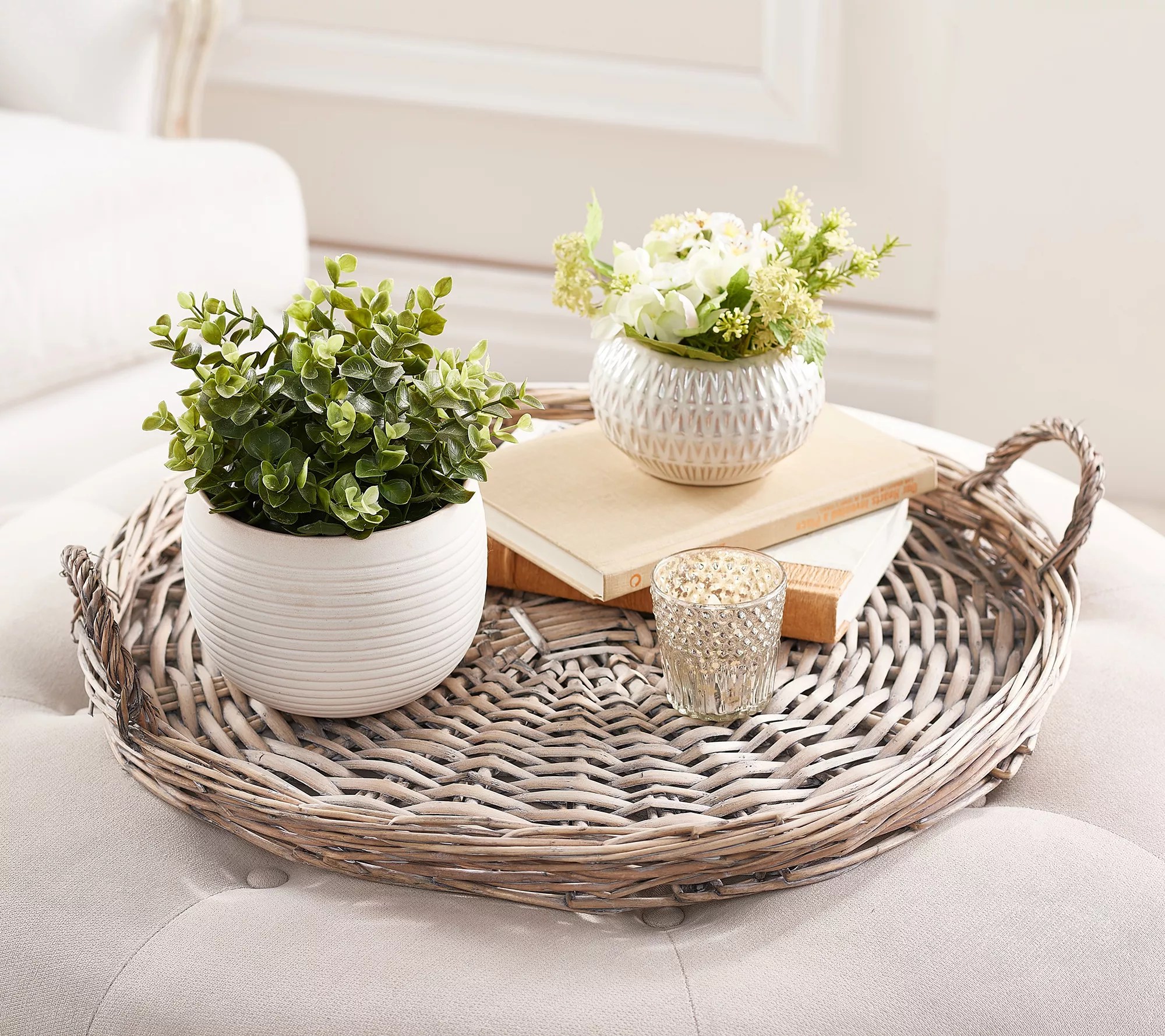 22" Willow Basket Tray by Valerie