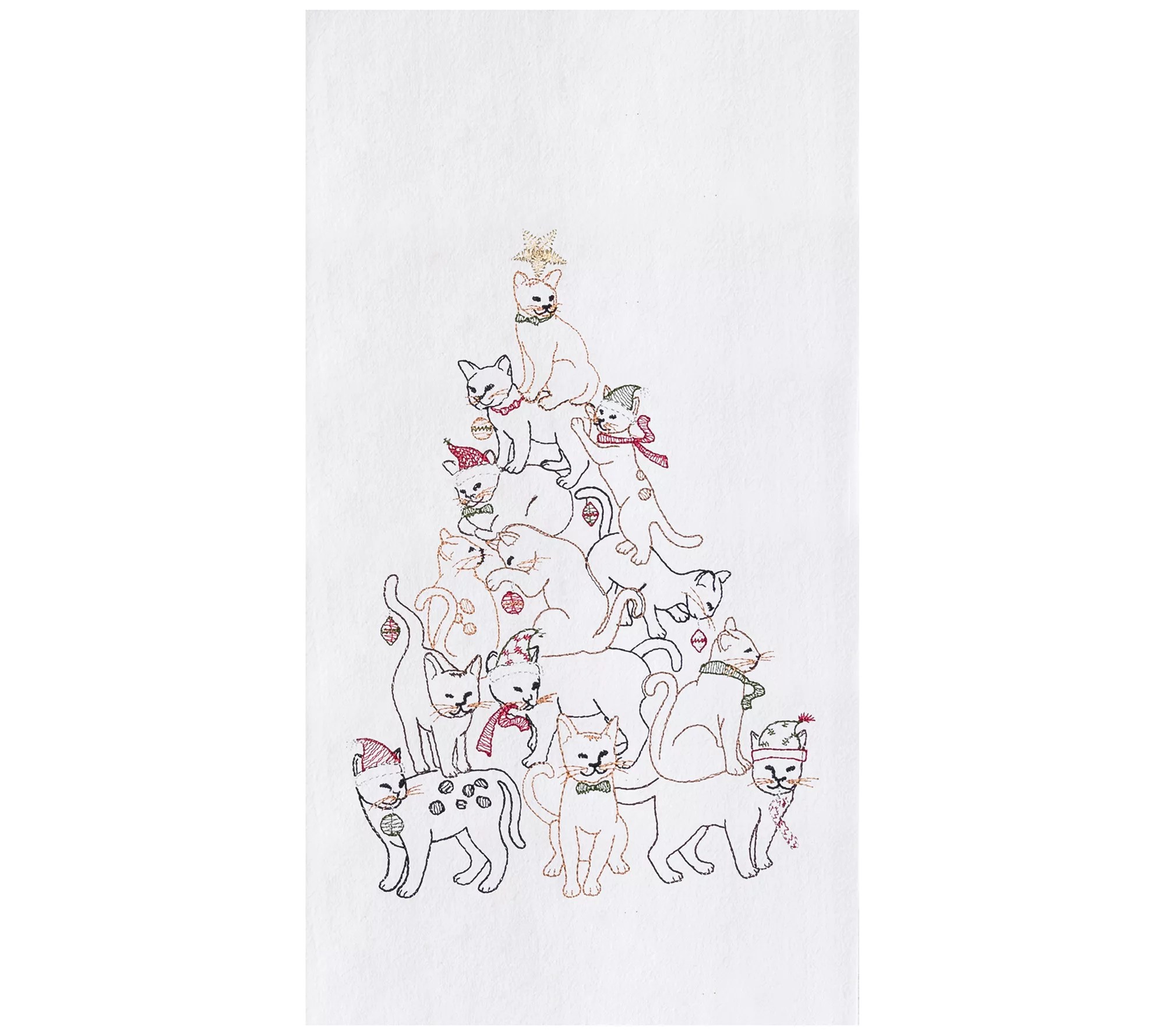 C&F Home Cat Christmas Tree Flour Sack Towel Set of 2