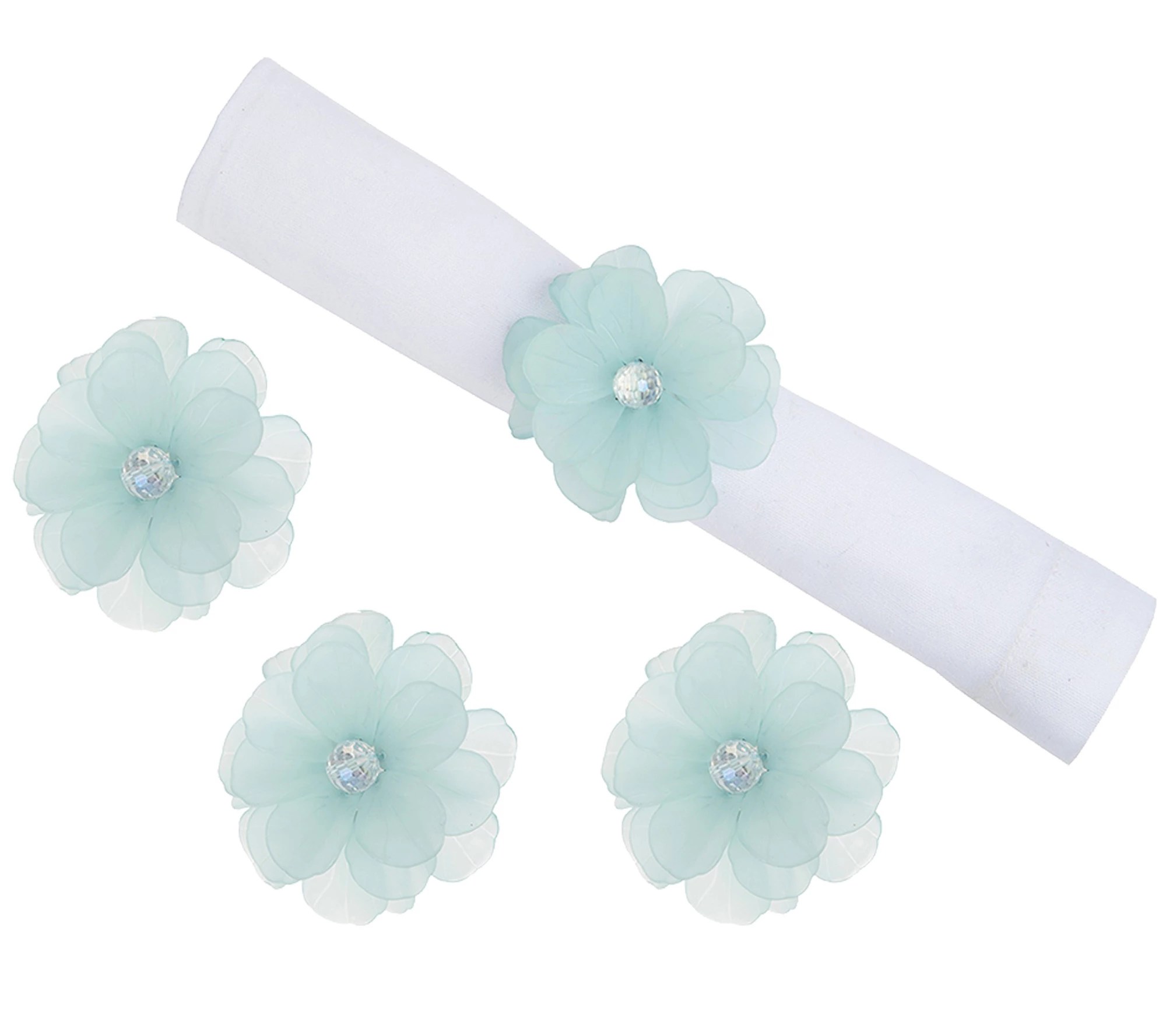 Blue Flower Napkin Ring Set of 4 by Valerie