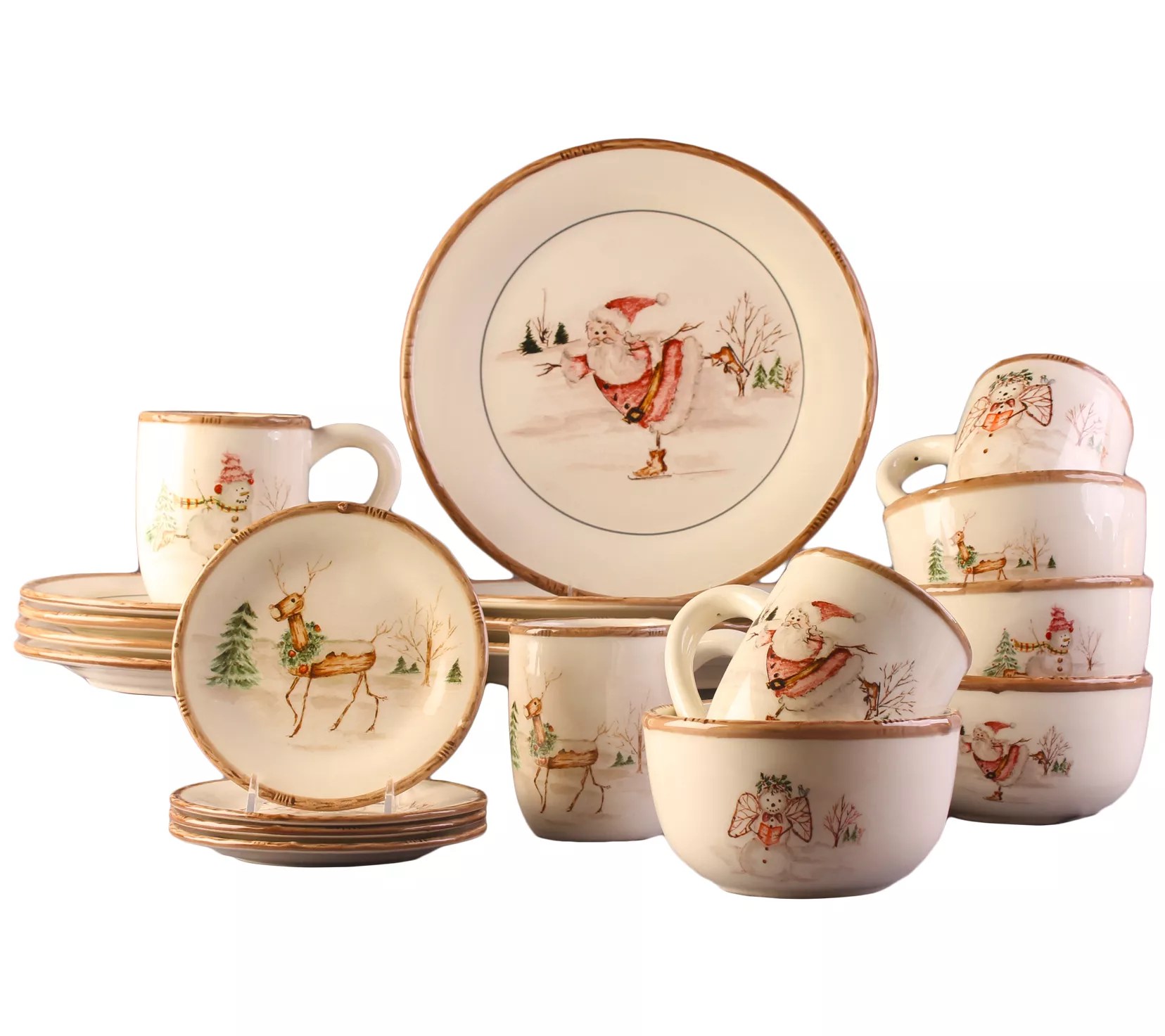 American Atelier Christmas Twig 20Piece Dinnerware Set