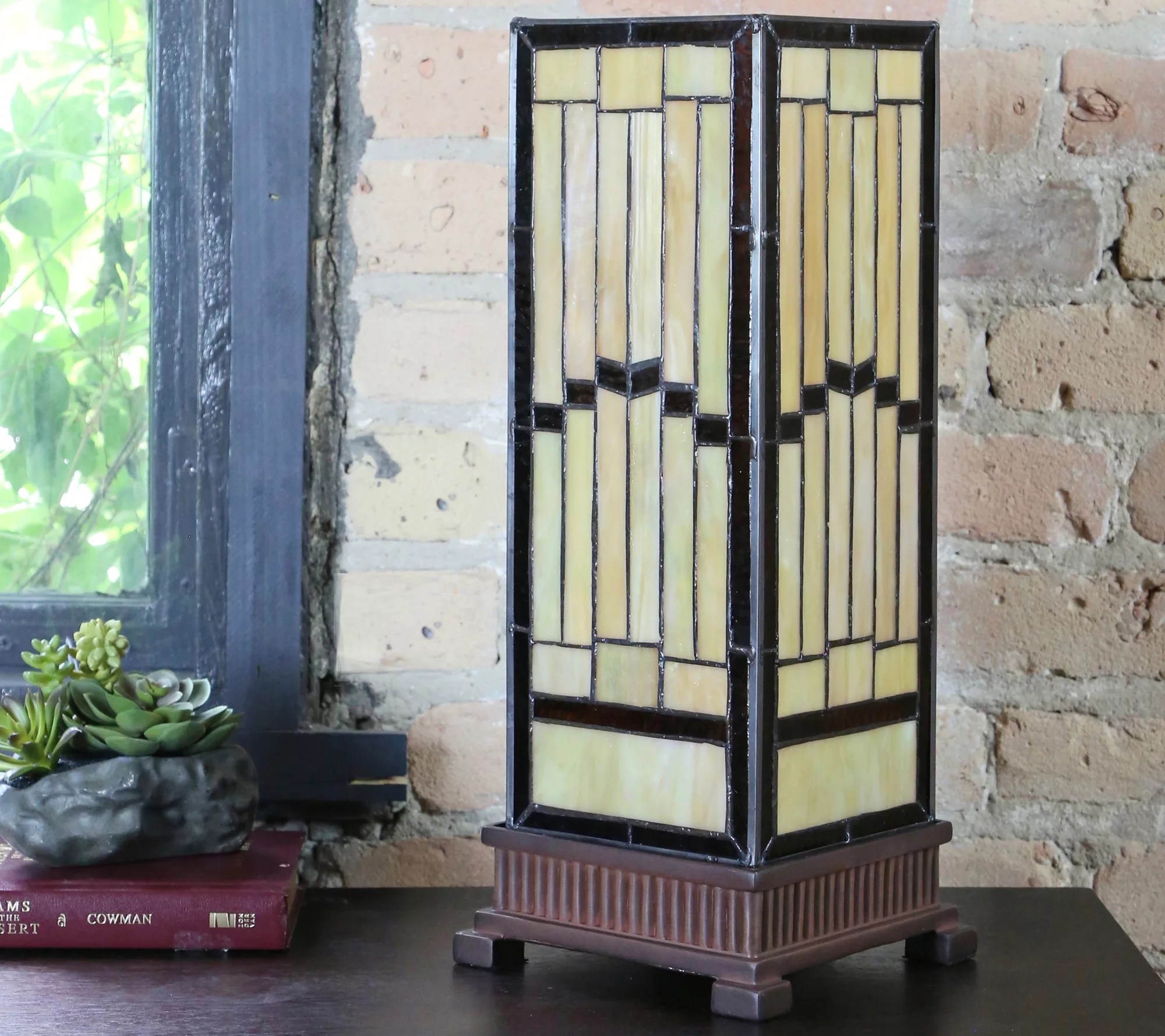 River of Goods 17"H StainedGlass Rustic Hurricane Lamp