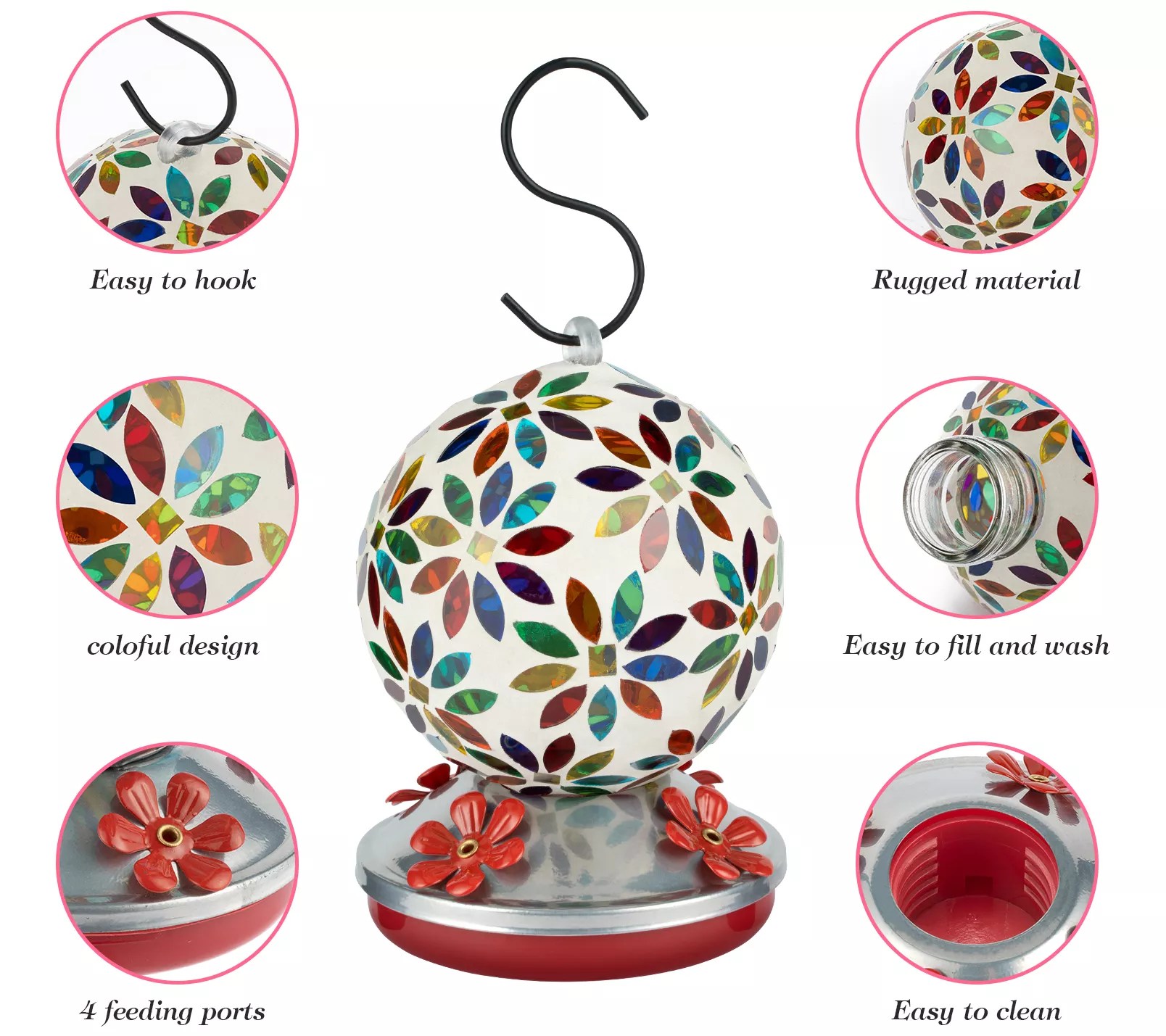 Backyard Expressions Hanging Glass Ball Hummingbird Feeder