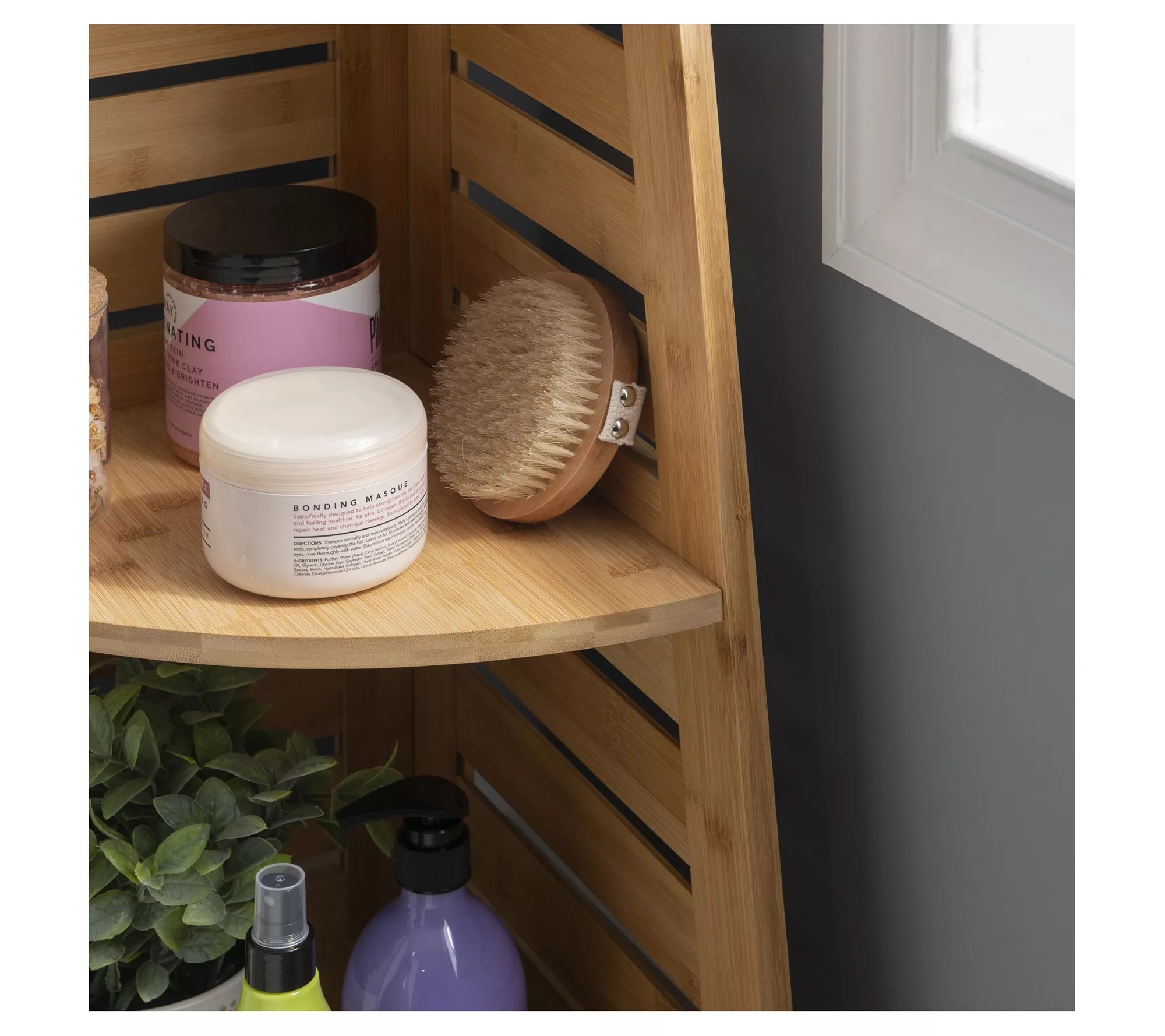 Linon Home Decor Baxter Bamboo Corner 3Shelf Unit