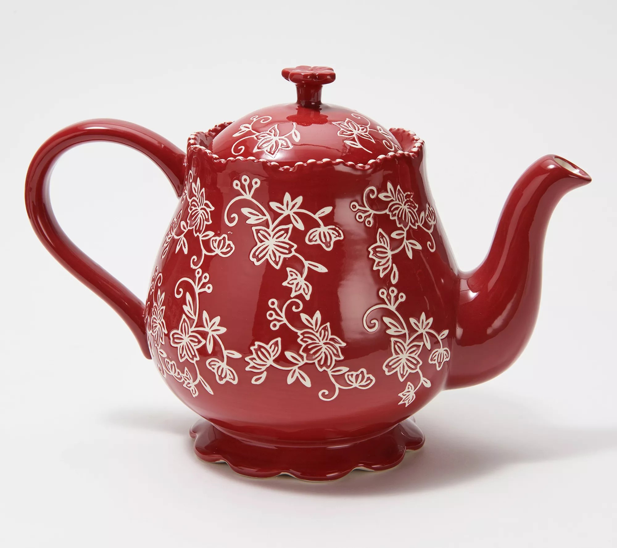 "As Is" Temp tations Floral Lace 4Piece Tea Set with Tray