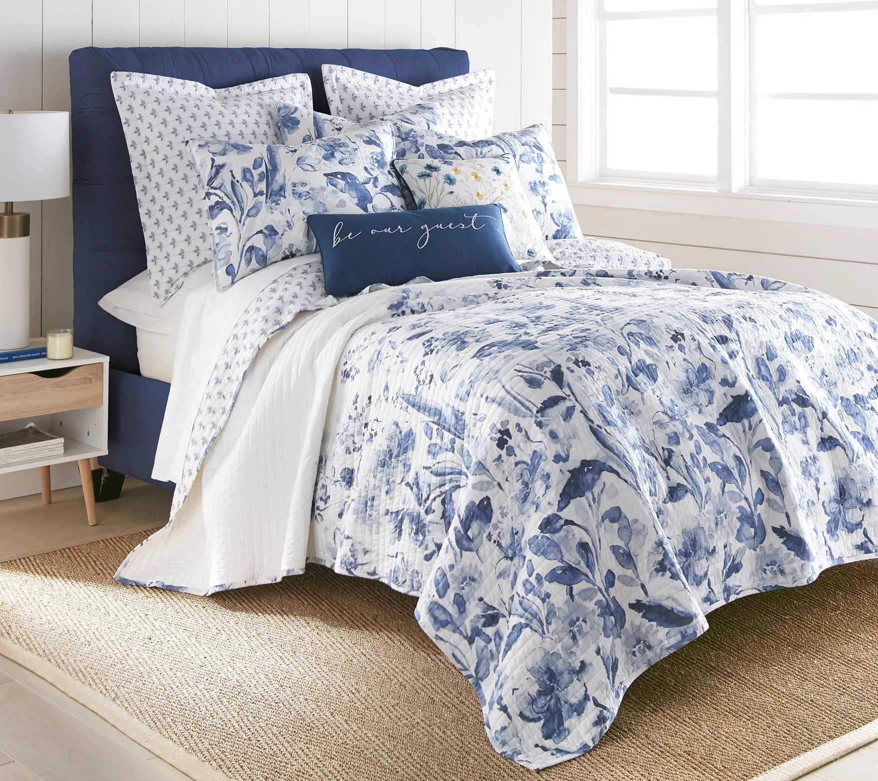 Levtex Home Linnea Blue 2Piece Floral Twin/TwiXL Quilt Set