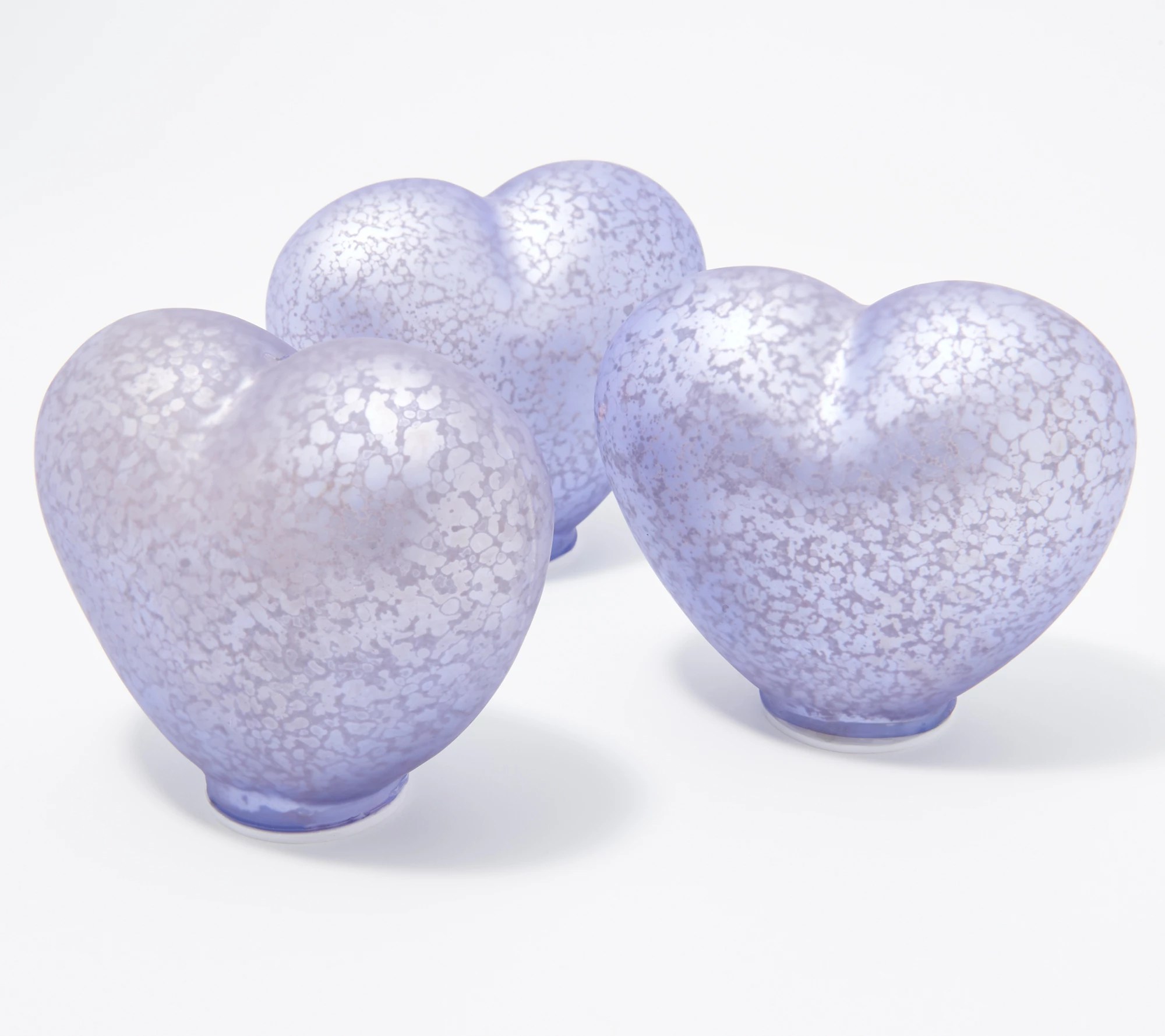 "As Is" Set of 3 Illuminated Mercury Glass Hearts by Valerie