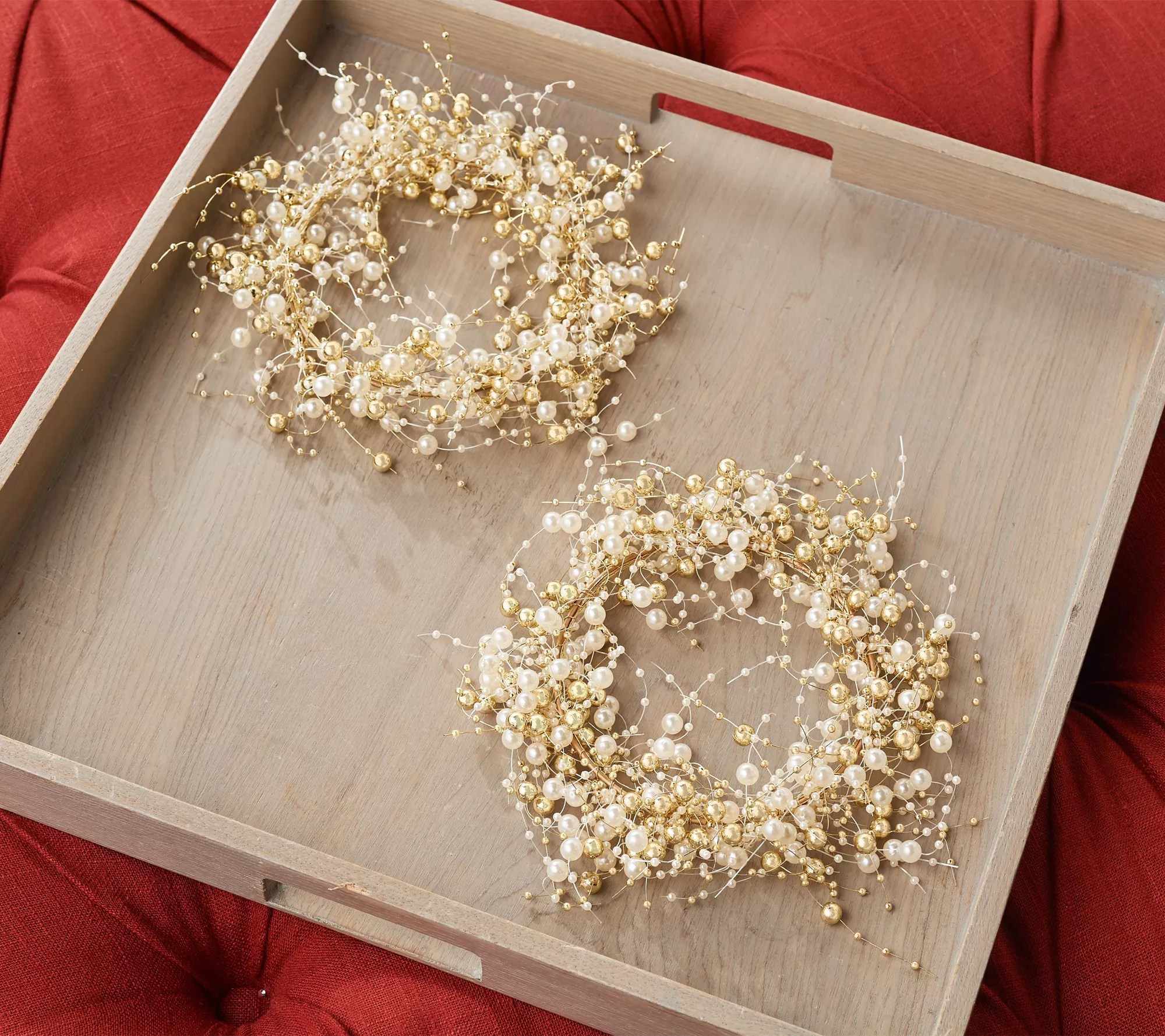 "As Is" Set of 2 Pearl and Bead Candle Rings by Valerie