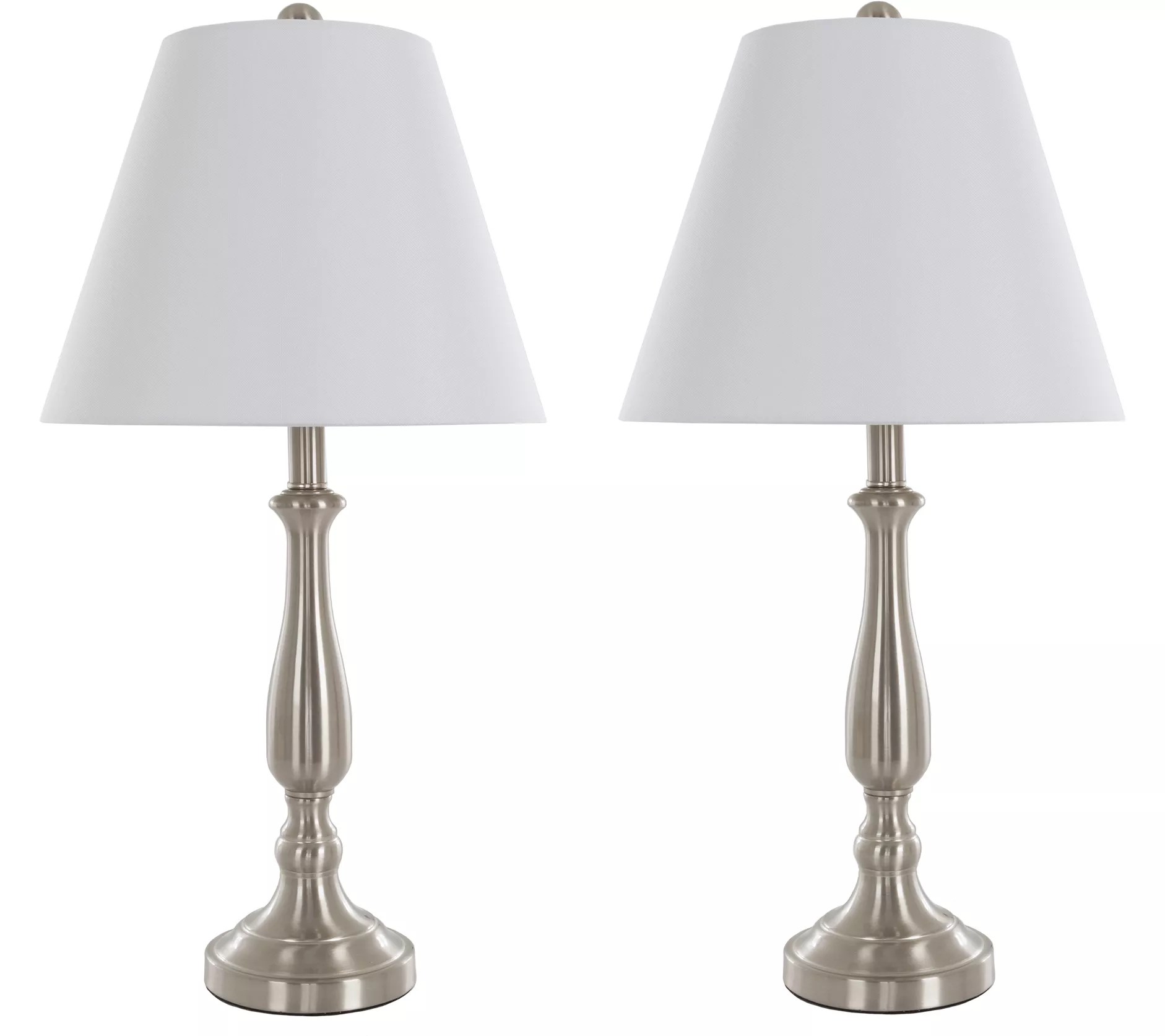 Lavish Home Table Lamps Set of 2, Brushed Steel