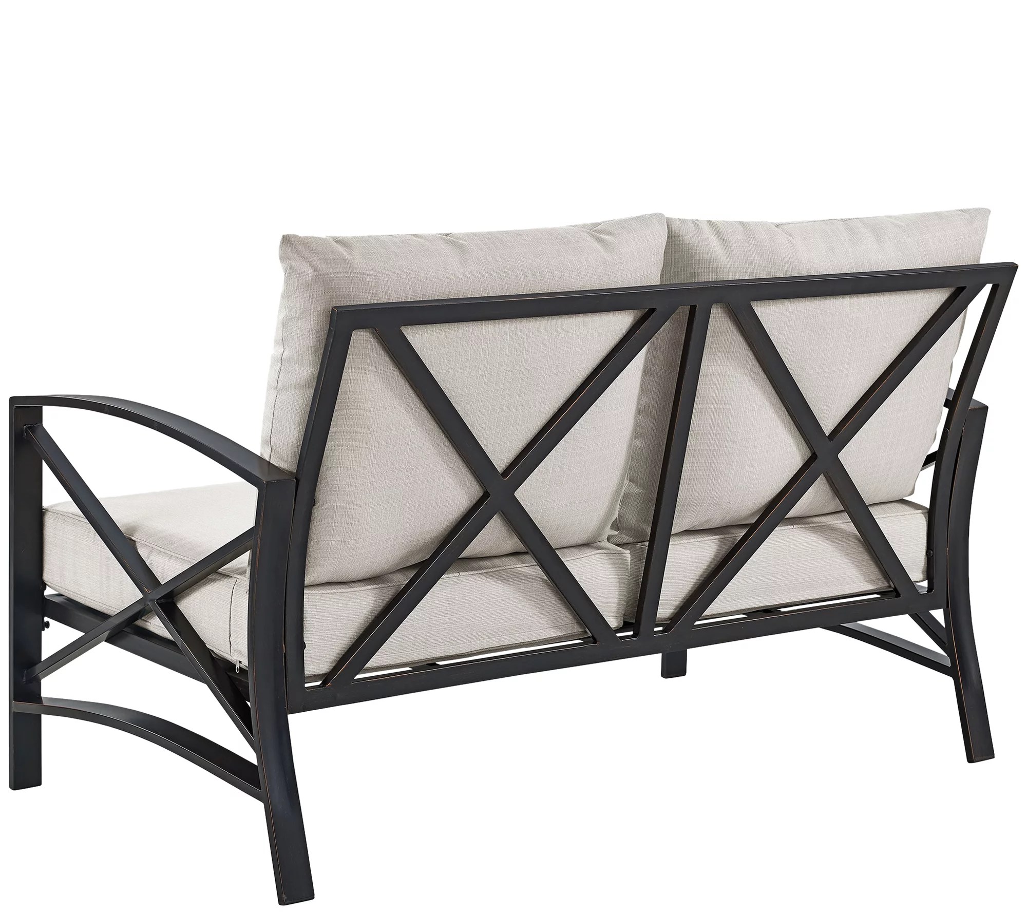 Kaplan Love Seat in Oiled Bronze with Cushions