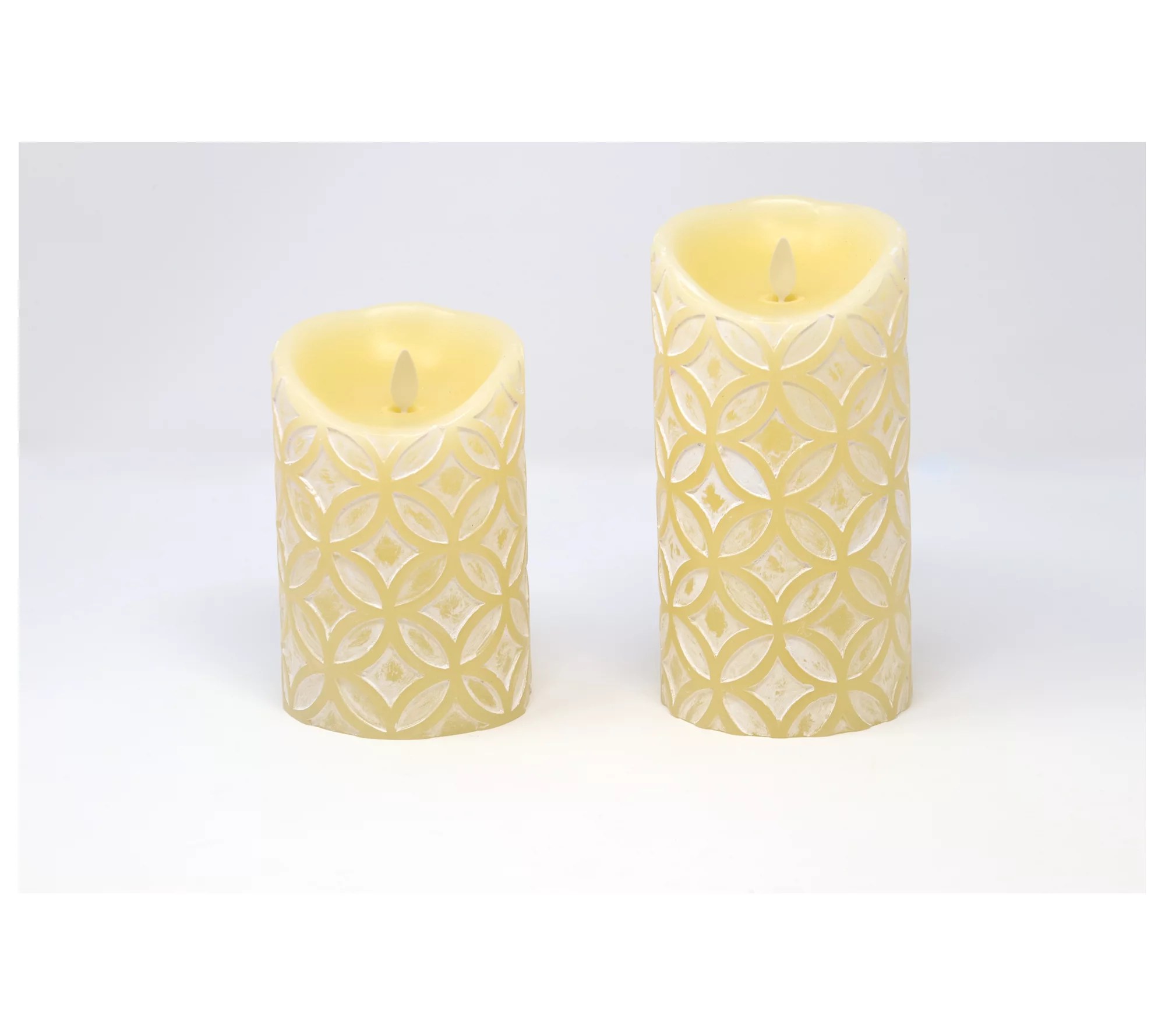 Luminara Set of Two 5" & 7" Medallion Embossed Candles