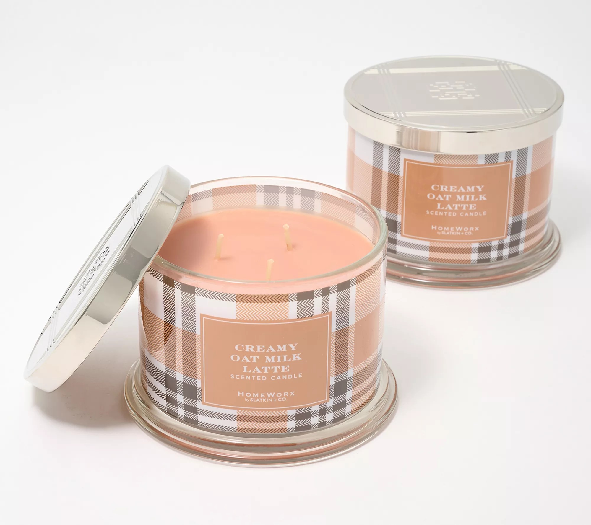 HomeWorx by Slatkin & Co. S/2 Creamy Oat Milk Latte 14oz Candles