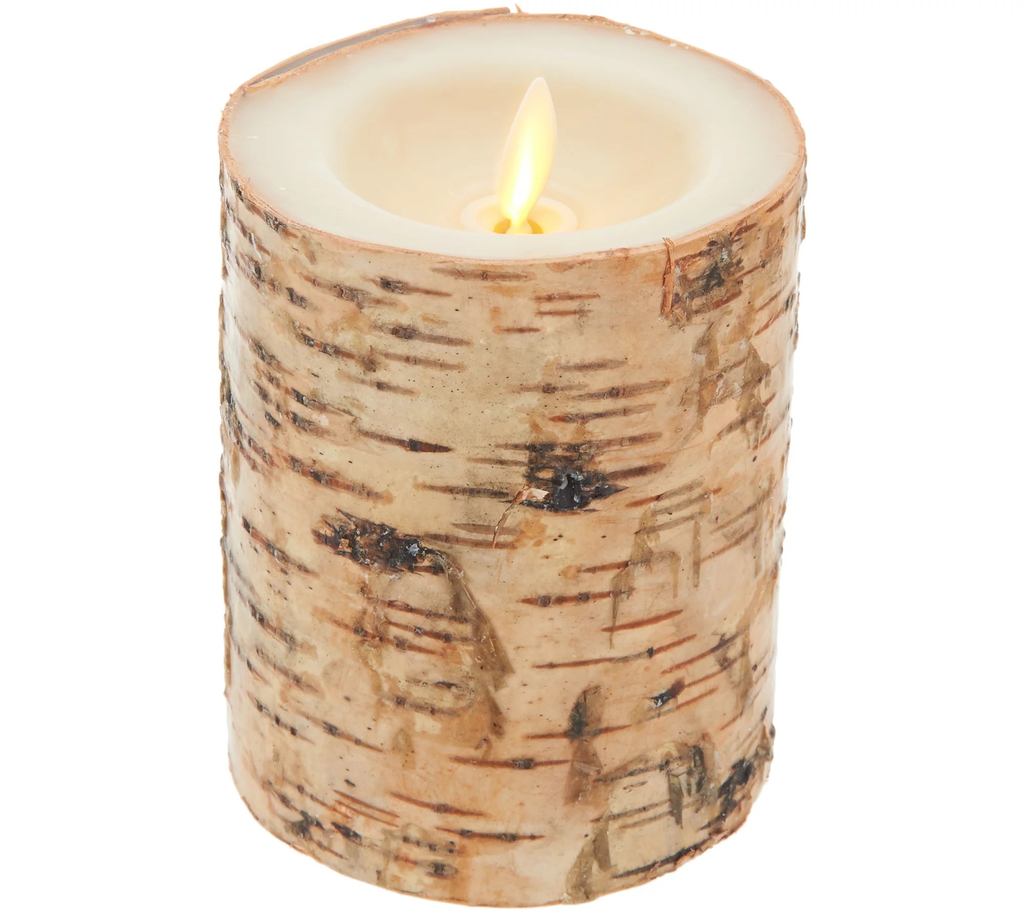 Martha Stewart Flameless Bark Wrapped Candle Garden w/ 4",6" & 8" Pillars