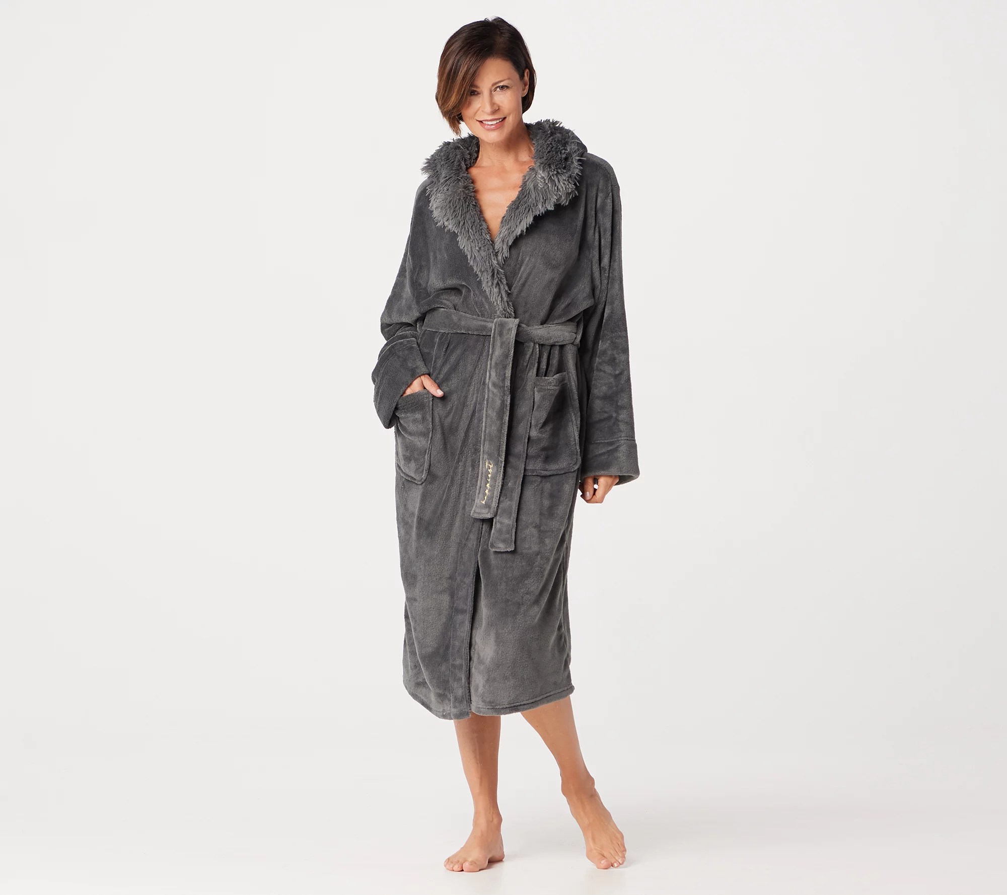Peace Love World Faux Fur Cozy Robe with Affirmation