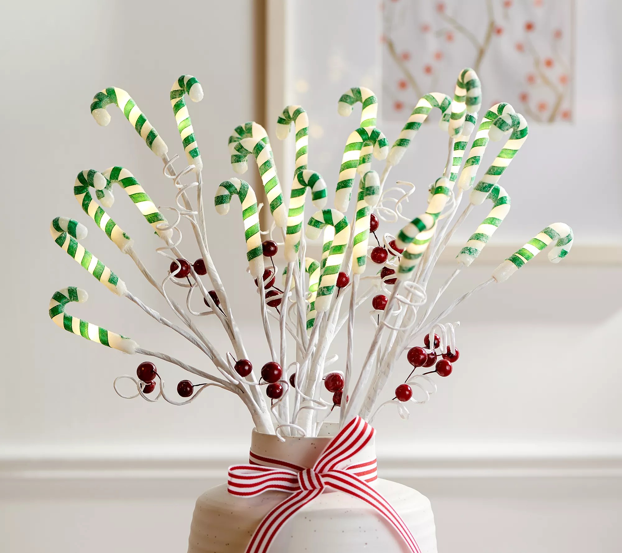 Set of 3 Illuminated Candy Cane Picks by Valerie