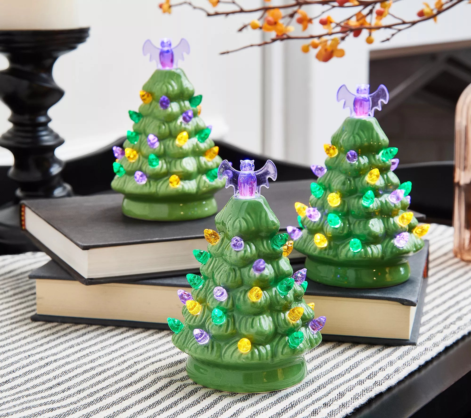 Mr. Halloween Set of 3 Mini Lit Nostalgic Trees