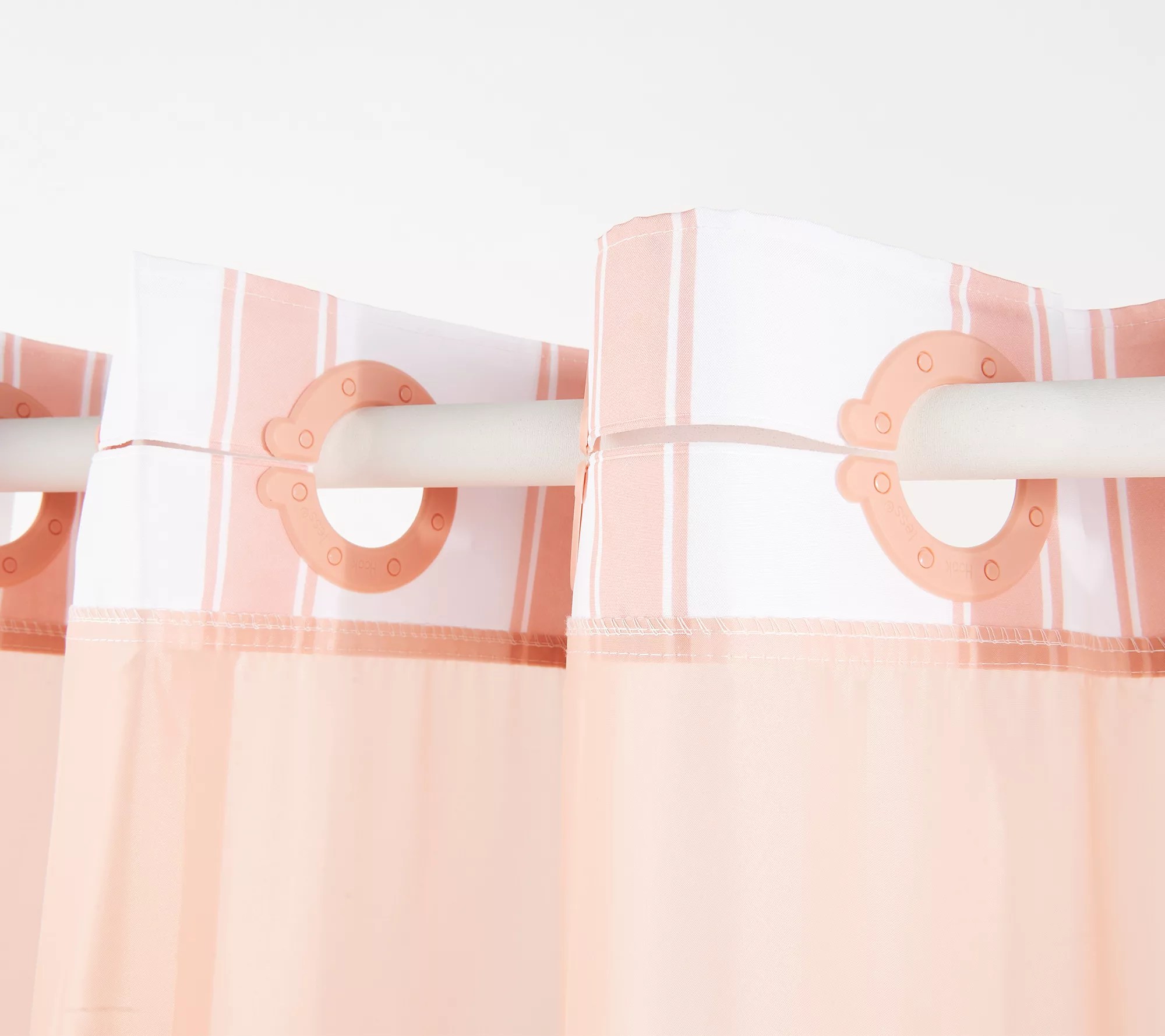 "As Is" Hookless Stripe Shower Curtain with Window and Liner