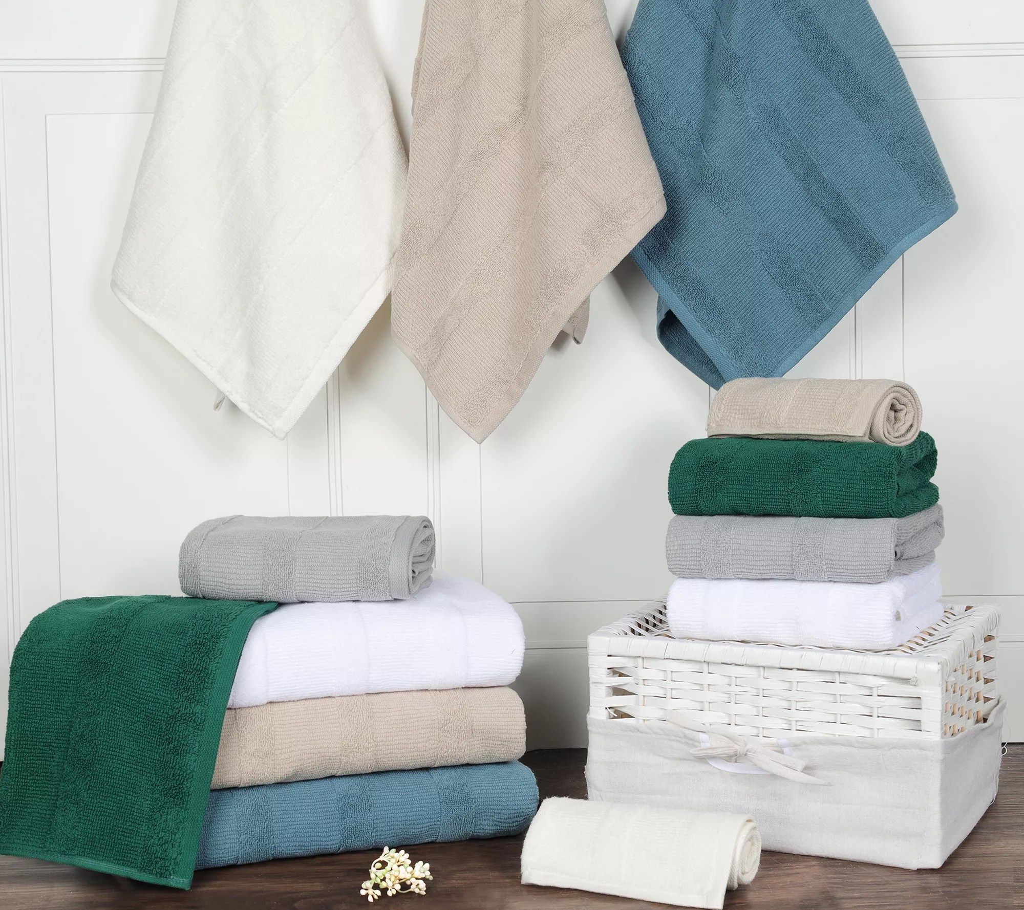 Superior Ribbed 6 Piece Turkish Cotton Quick Dry Towel Set