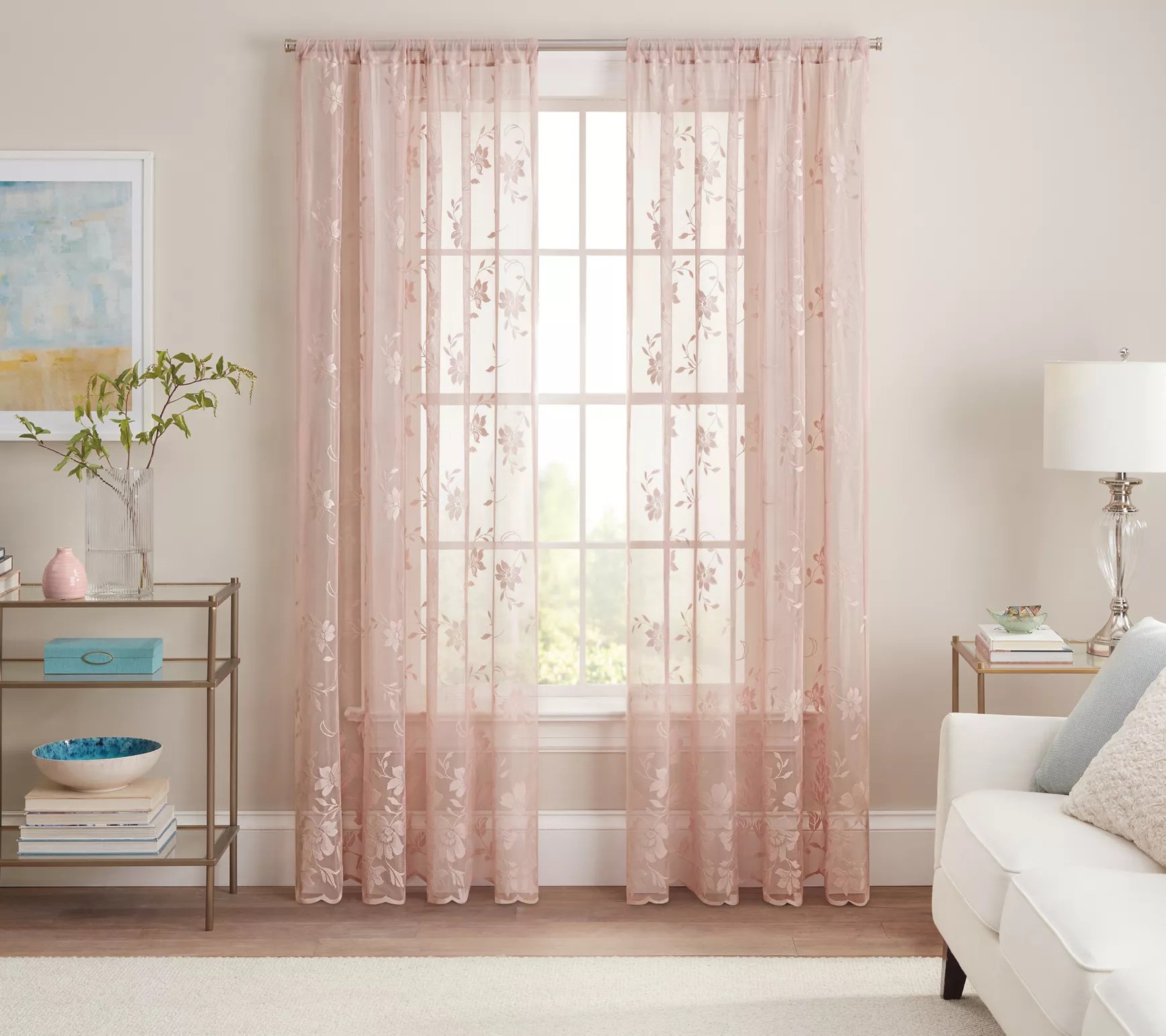 Waverly Sherry Floral Lace 54"W x 63"L Curtain Panel