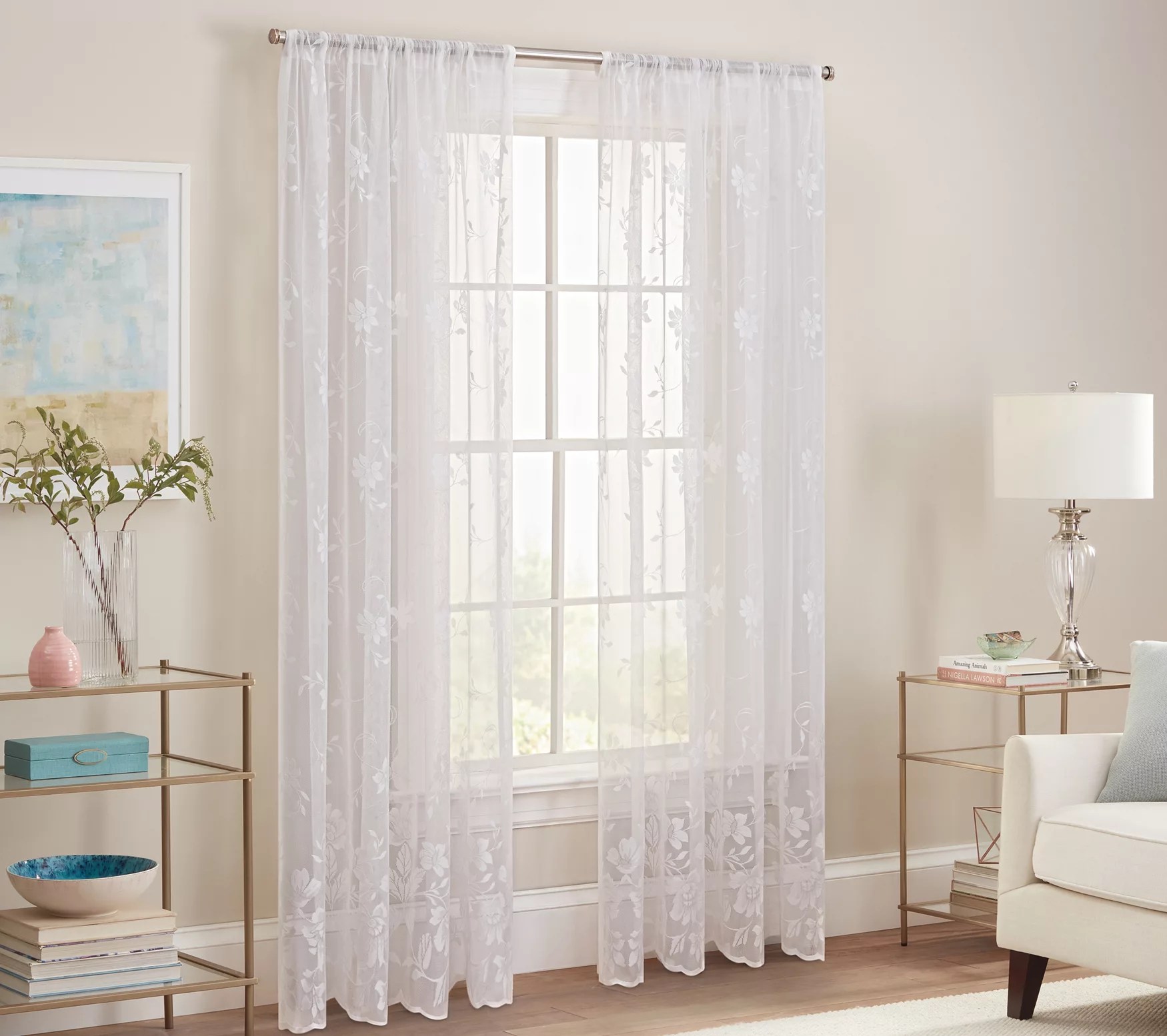 Waverly Sherry Floral Lace 54"W x 63"L Curtain Panel