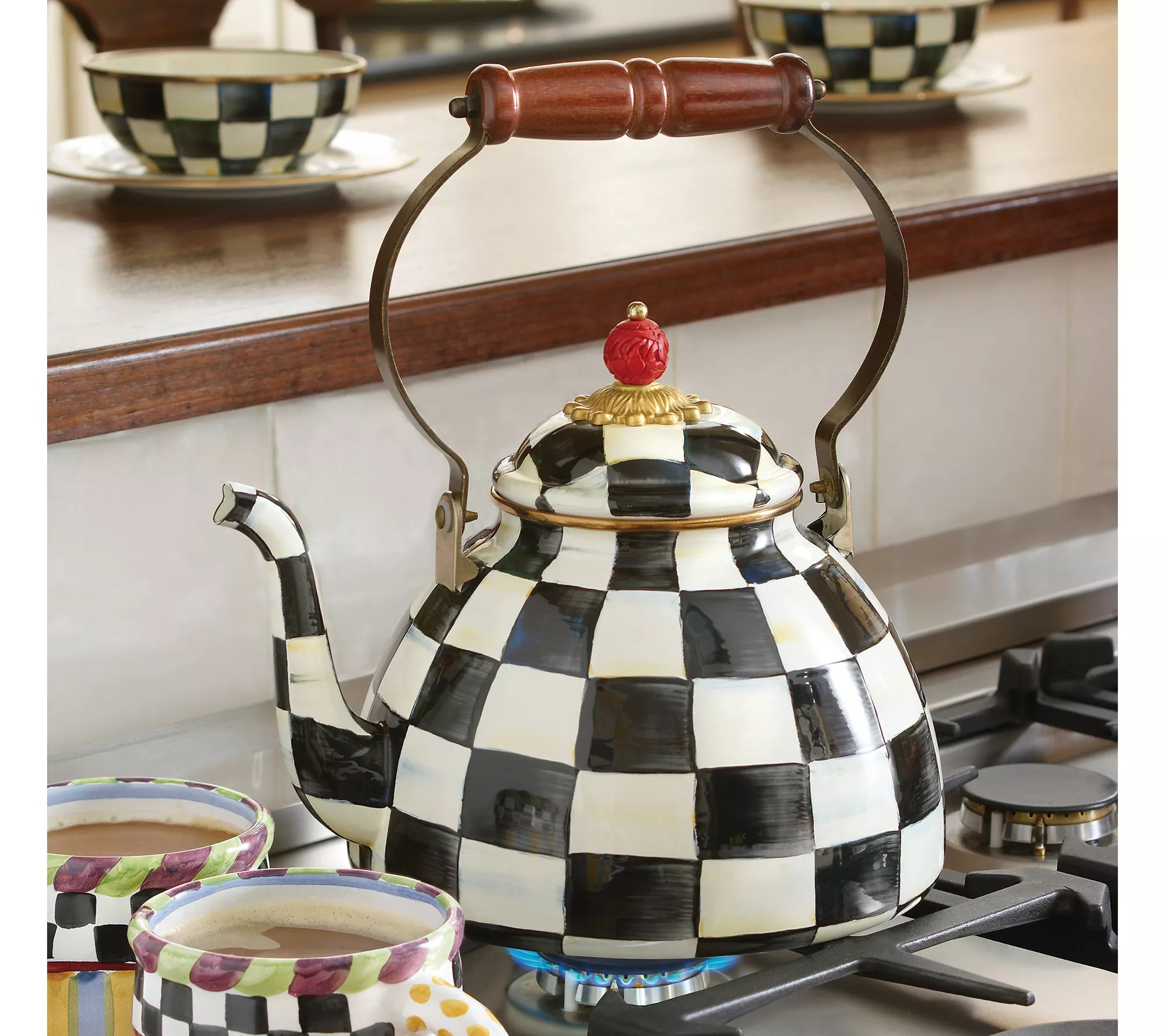 Mackenzie Childs 3Quart Enamel Tea Kettle