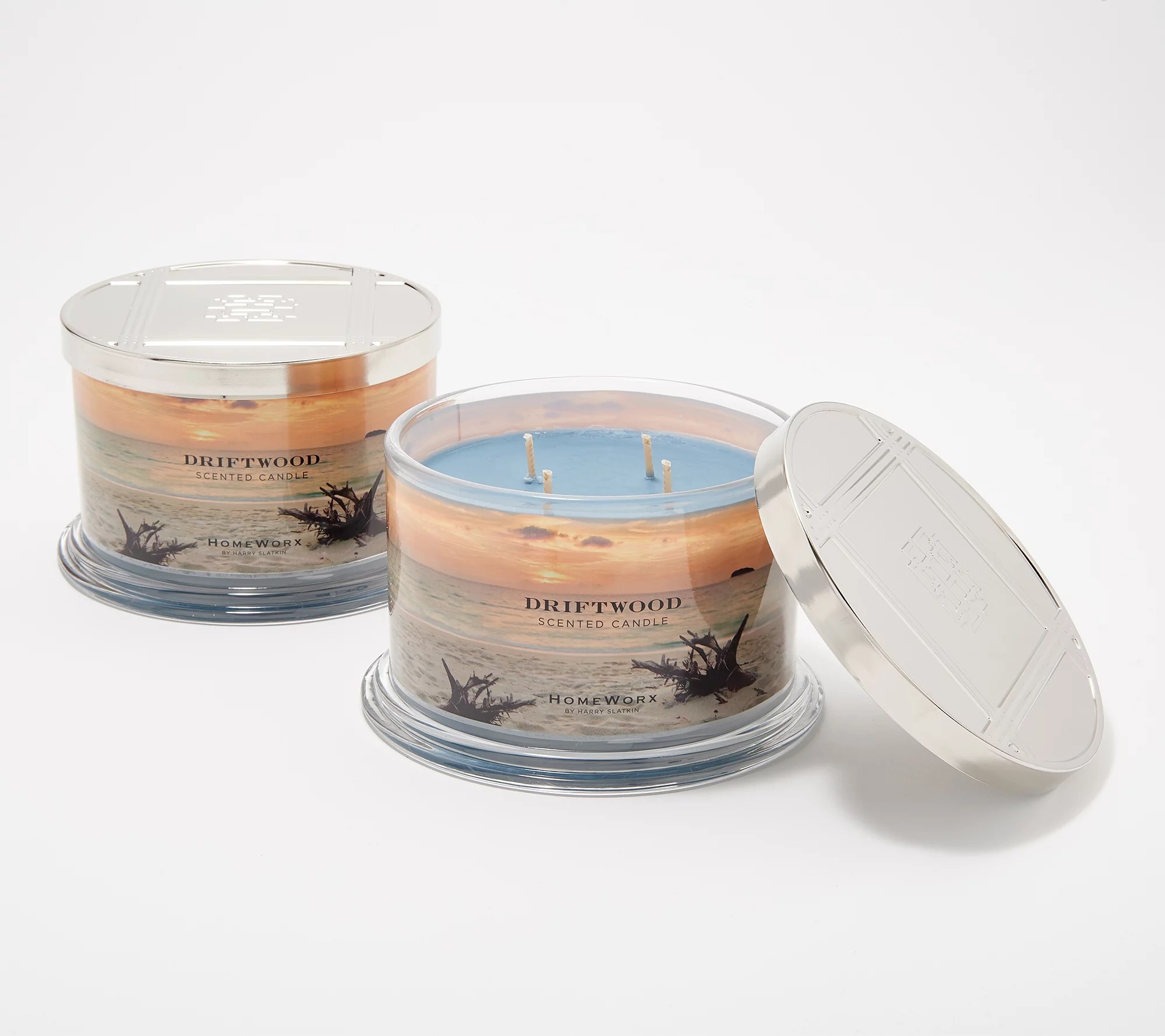 HomeWorx by Harry Slatkin Set of 2 Deluxe Driftwood 4Wick Candles