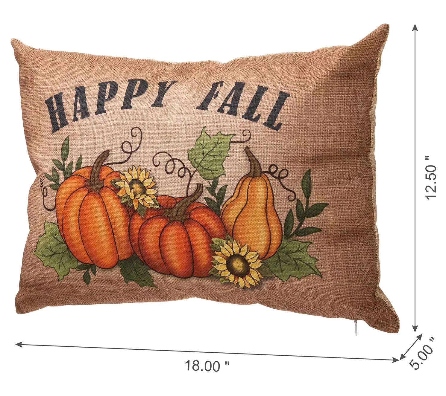 Glitzhome Happy Fall PolyBurlap Fall Pumpkin Trow Pillow