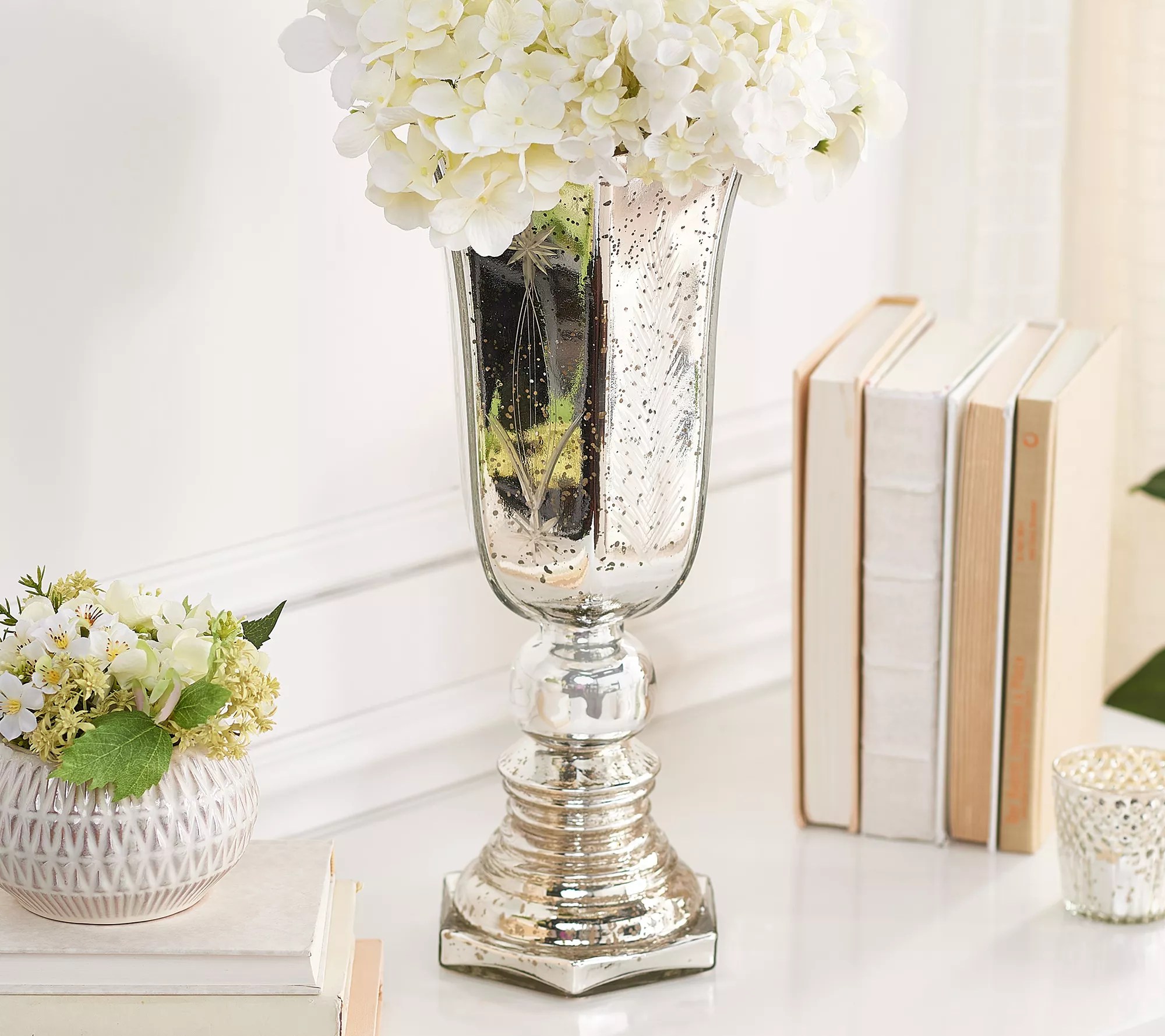 House No.9 by Home Love 15.5" Vintage Mercury Glass Vase