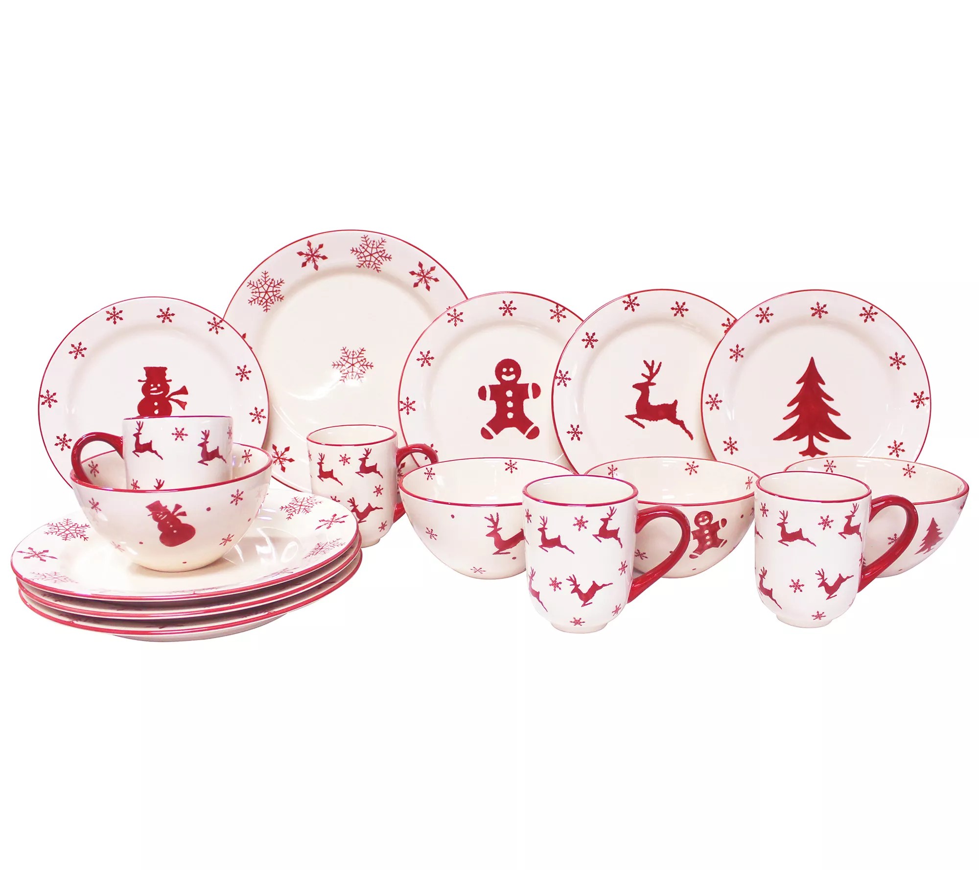 Euro Ceramica Winterfest Holiday 16Piece Dinnerware Set