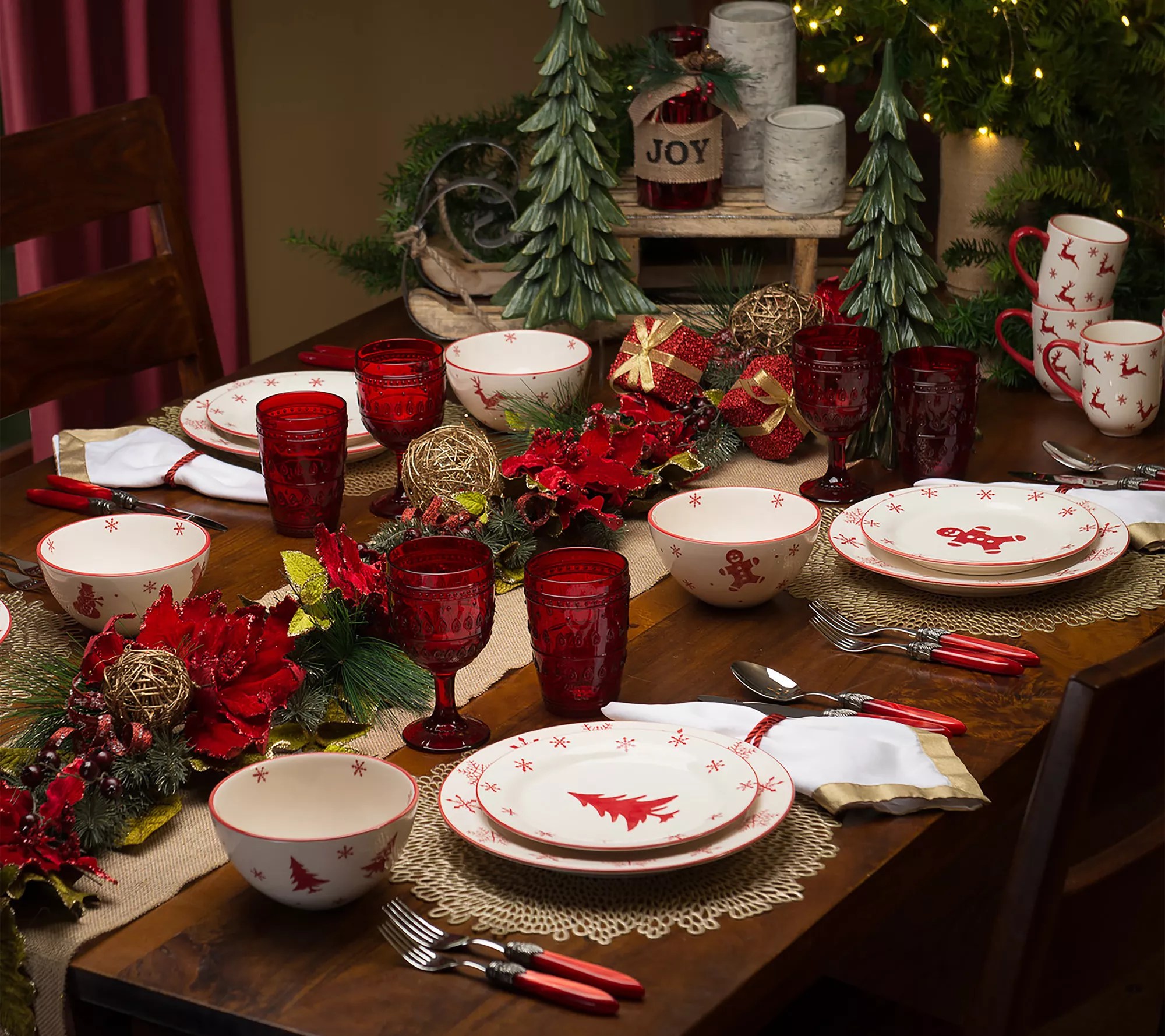 Euro Ceramica Winterfest Holiday 16Piece Dinnerware Set