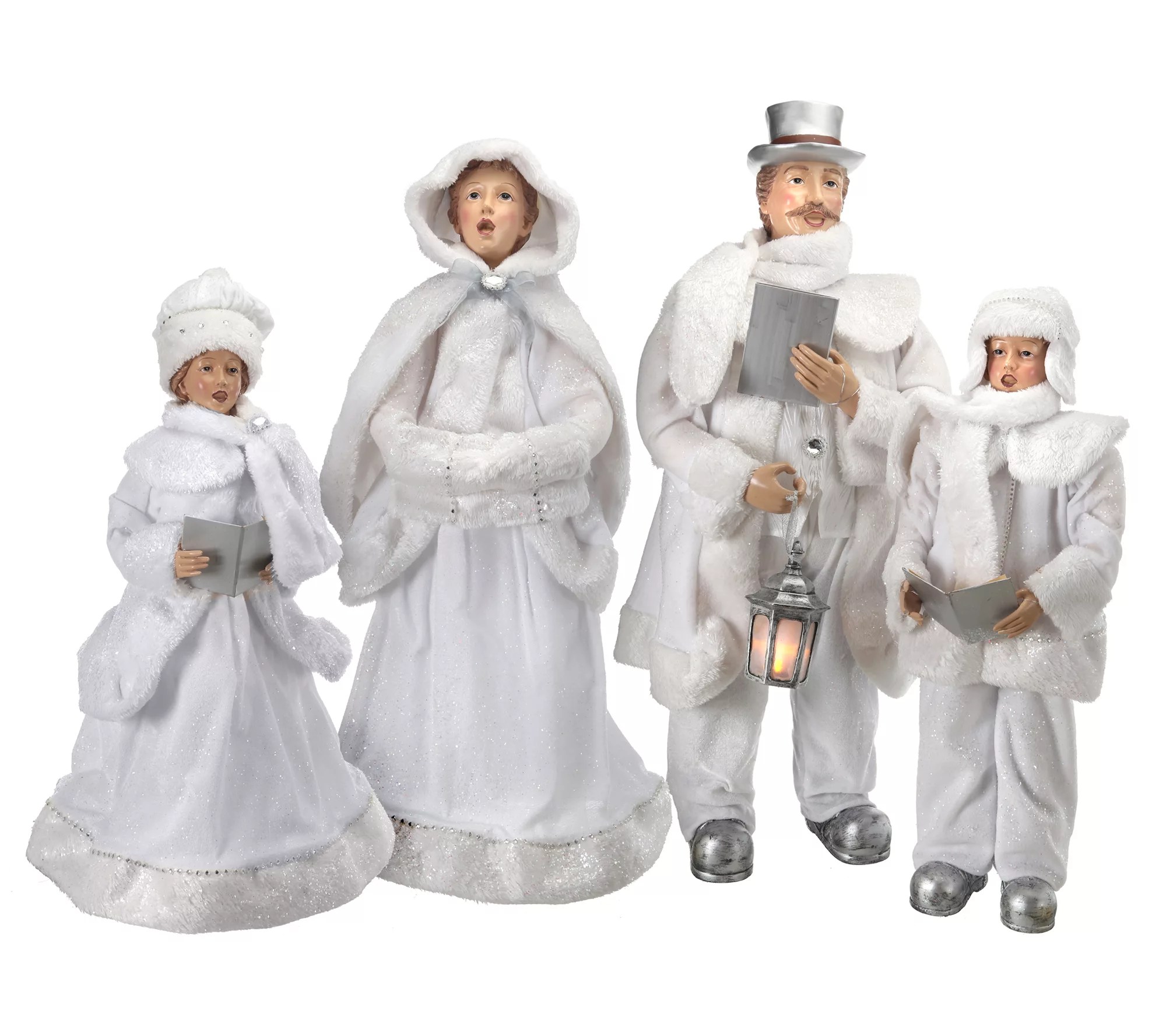 2635" Frosted White Carolers Set Of 4 By Valerie
