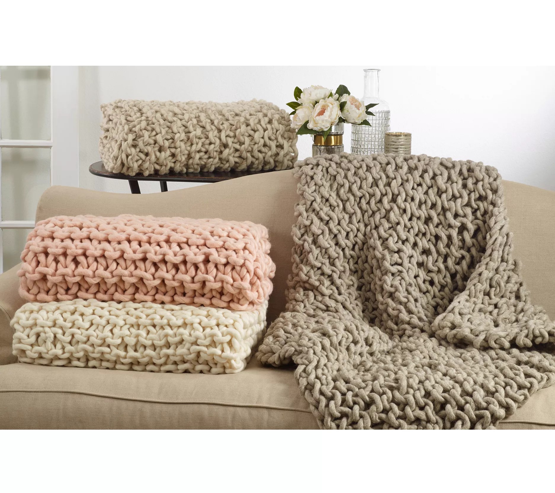 Saro Lifestyle Chunky Knit Wool Throw