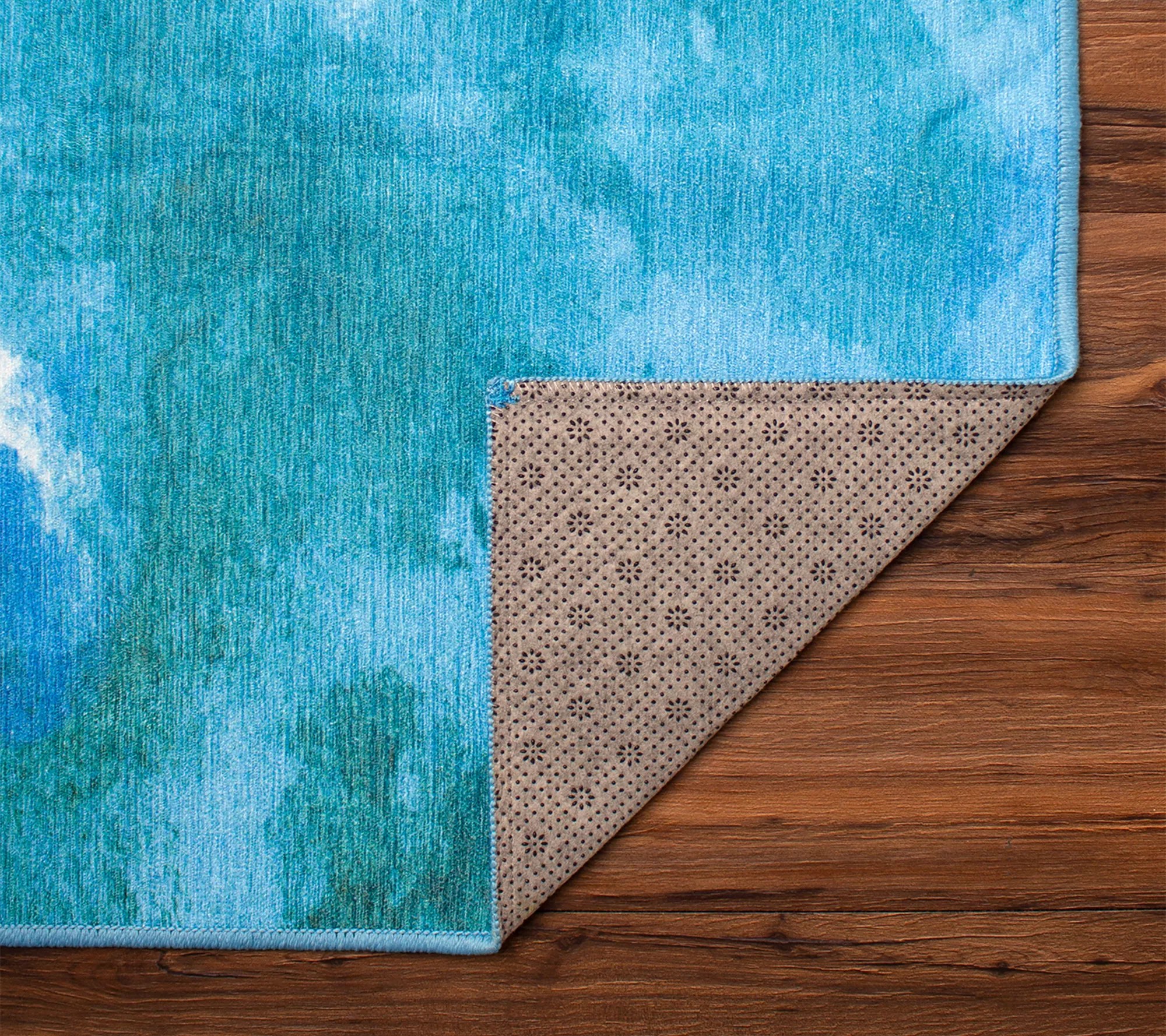 My Magic Carpet Washable Rug Watercolor Aqua Blue 2.5x7