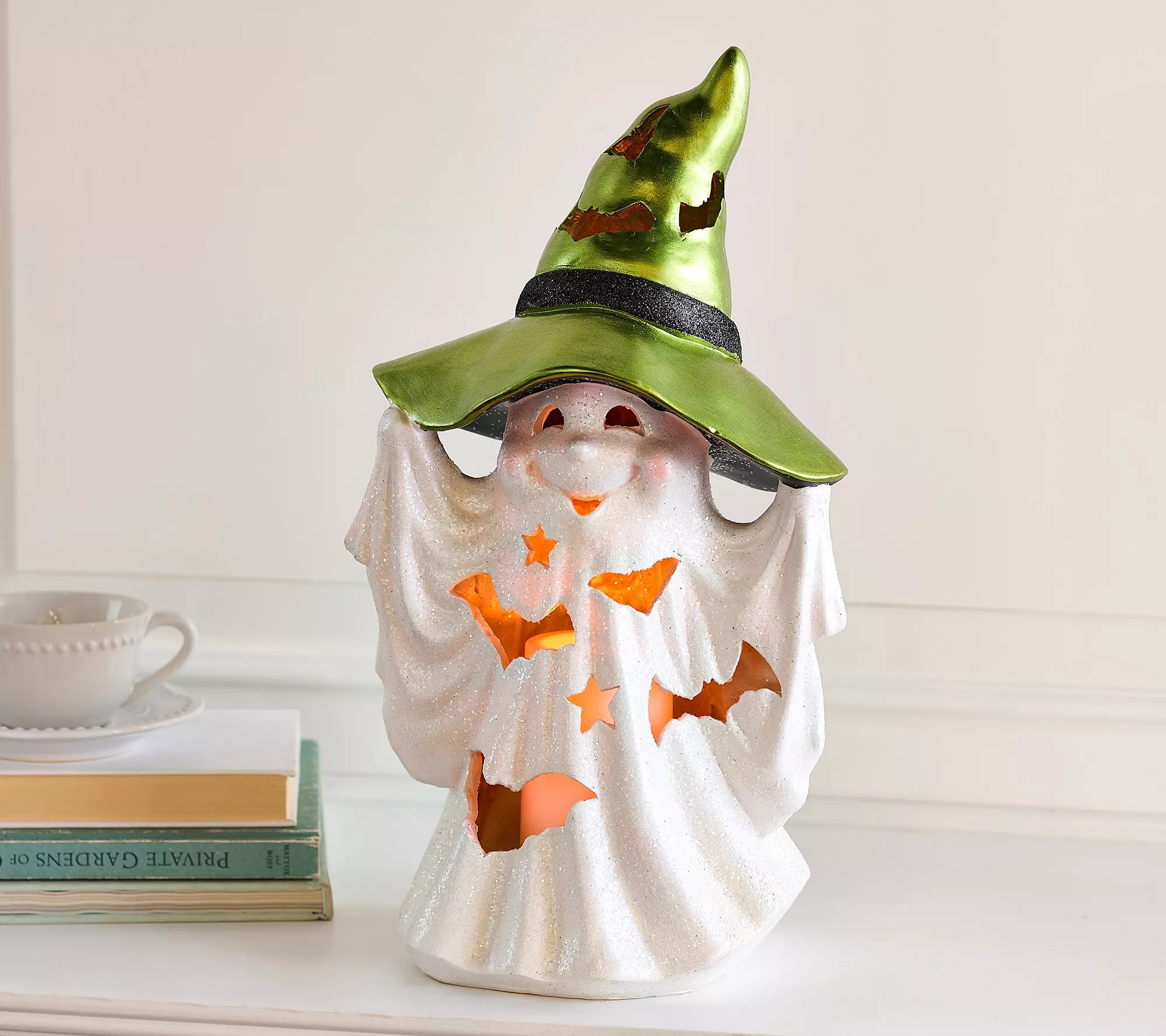 Hay & Harvest 17" Illuminated Halloween Figurine with Witch Hat