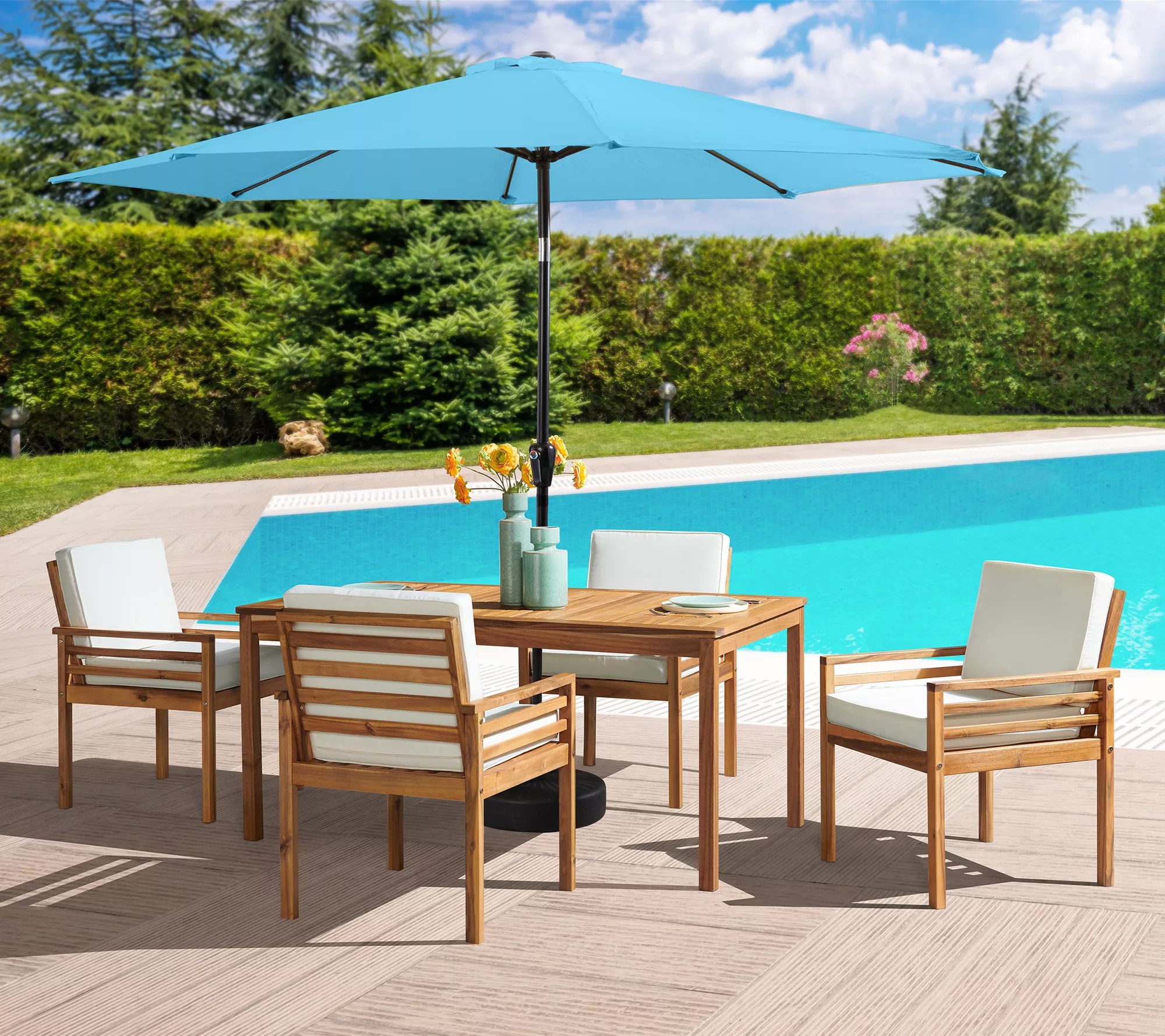 Alaterre Furniture Okemo Acacia Wood 5Piece Dining Set