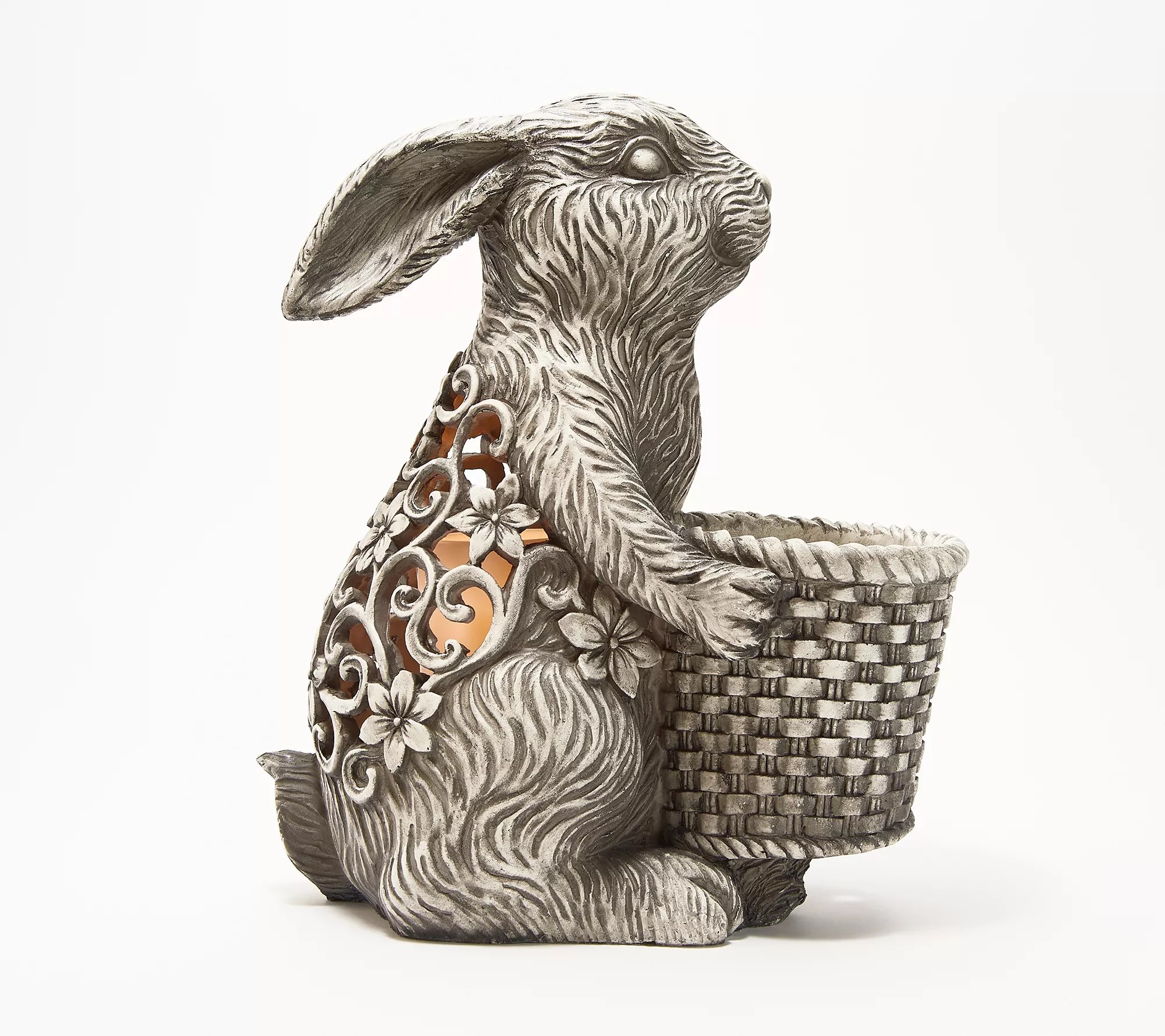 "As Is" 14" Illuminated Indoor/Outdoor Bunny with Planter Basket