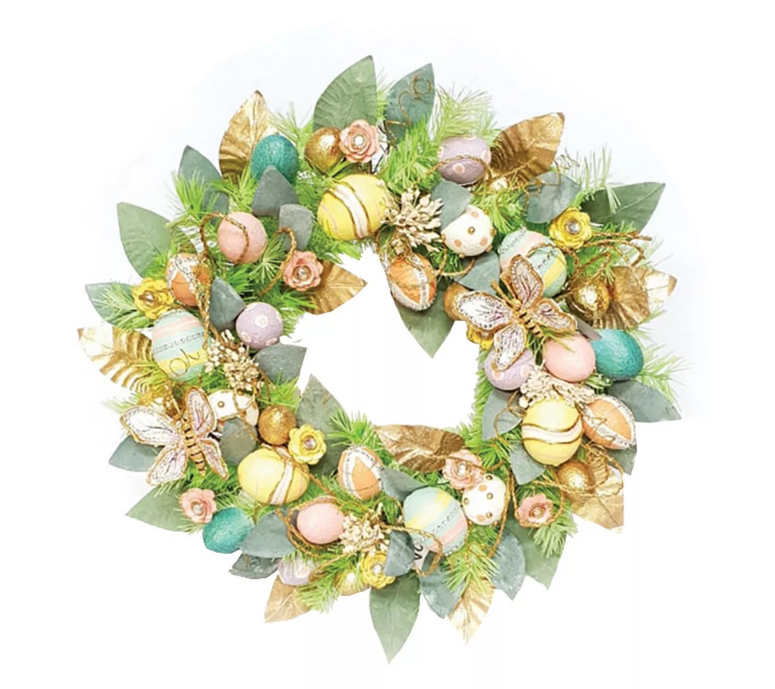 22" Glitter Flower Easter Wreath by Valerie
